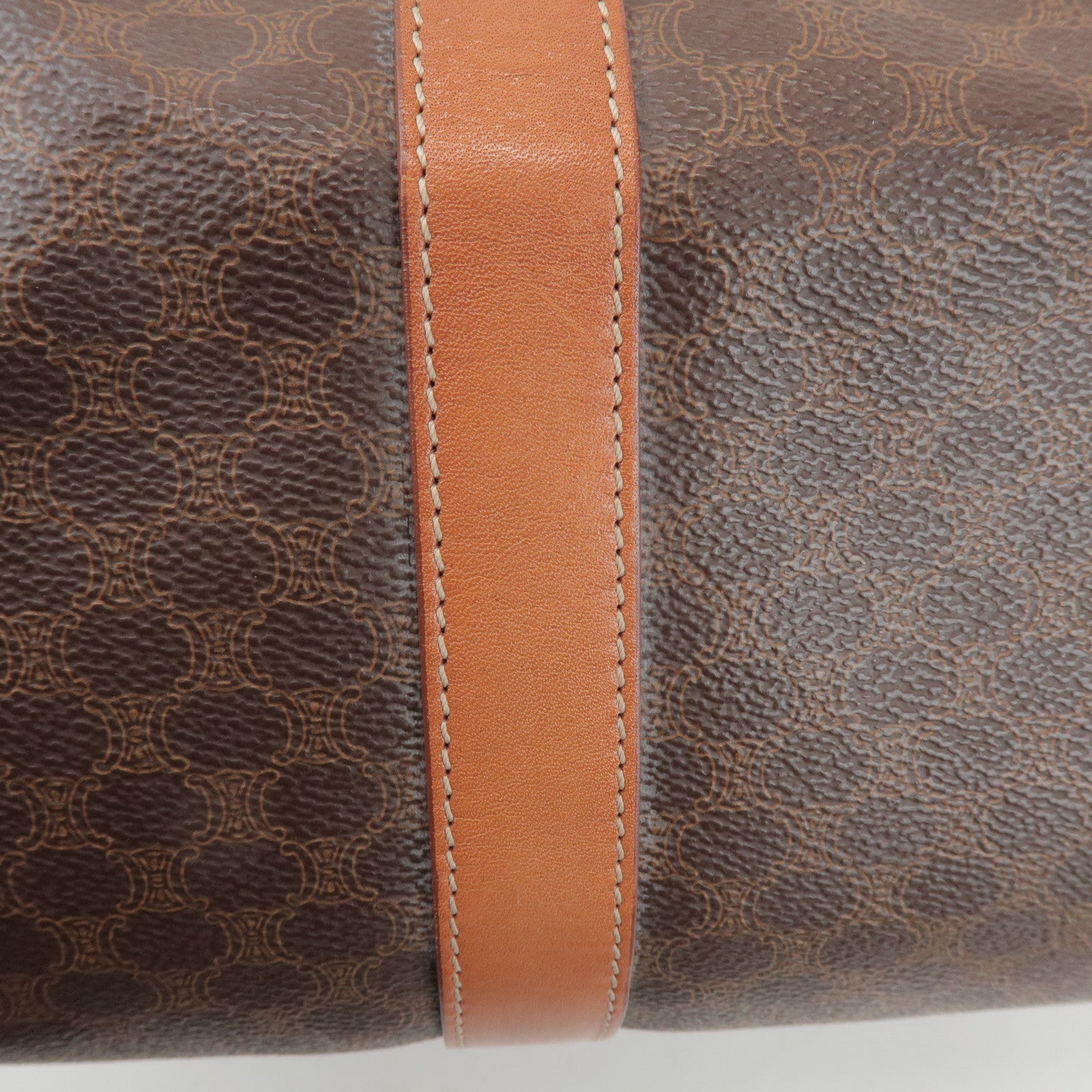 CELINE Macadam PVC Leather 2Way Boston Bag Hand Shoulder Bag Brown