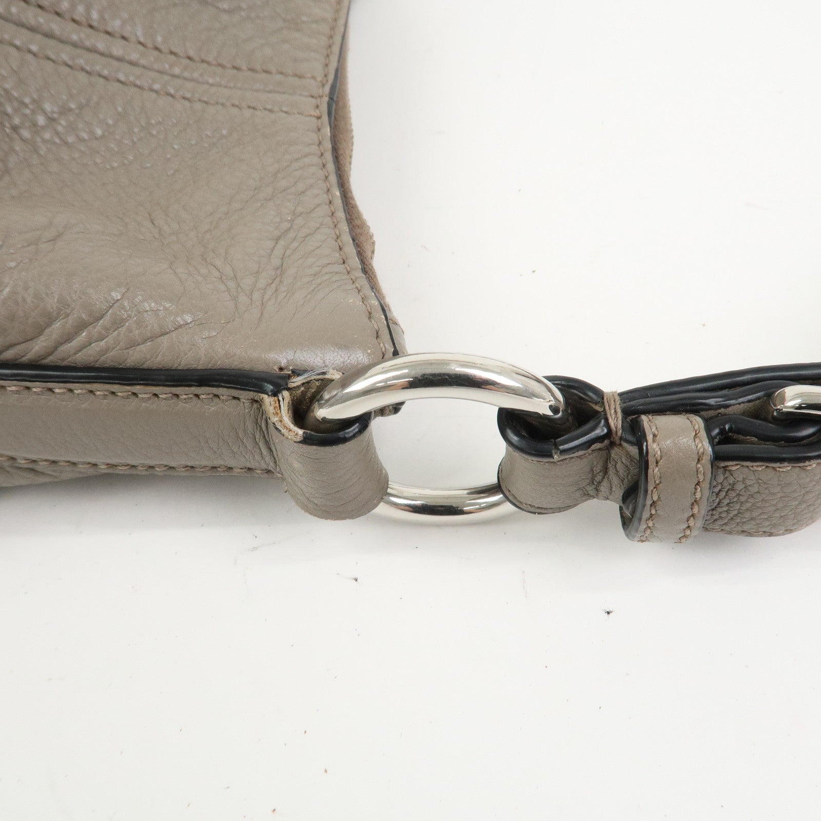 PRADA Leather Shoulder Bag Hand Bag Gray BR5096