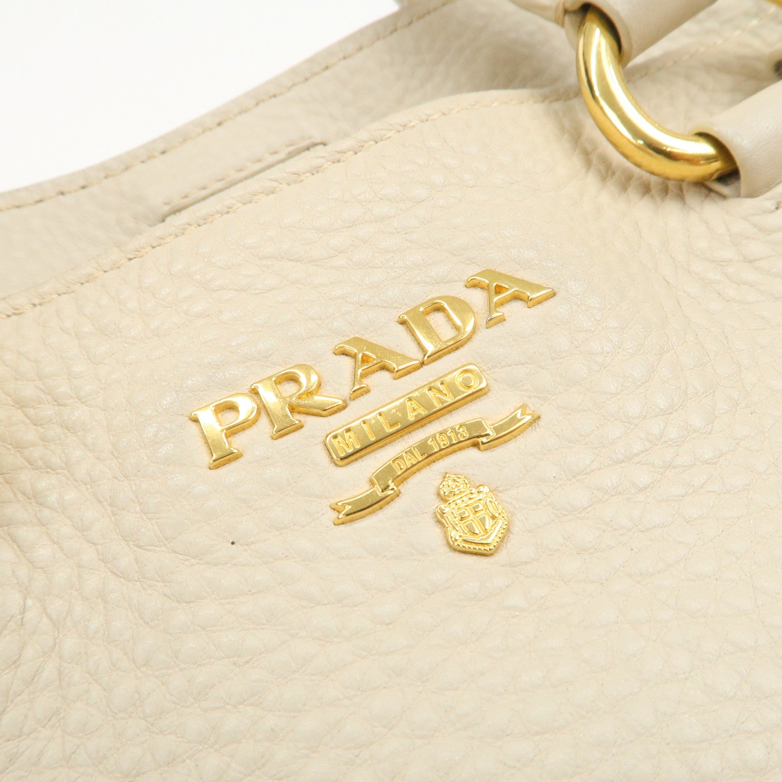 PRADA Logo 2Way Bag Hand Bag Shoulder Bag Ivory
