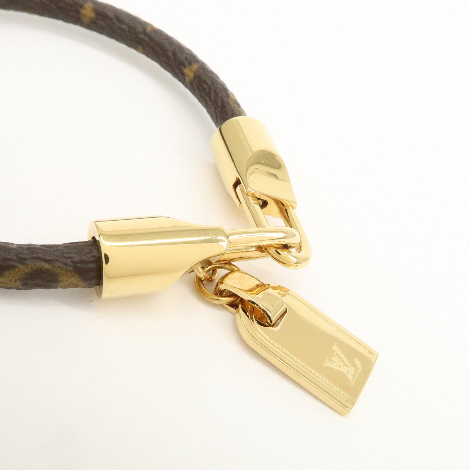 Louis Vuitton Monogram Bracelet Lock It Monogram Brown Gold M6605F Used
