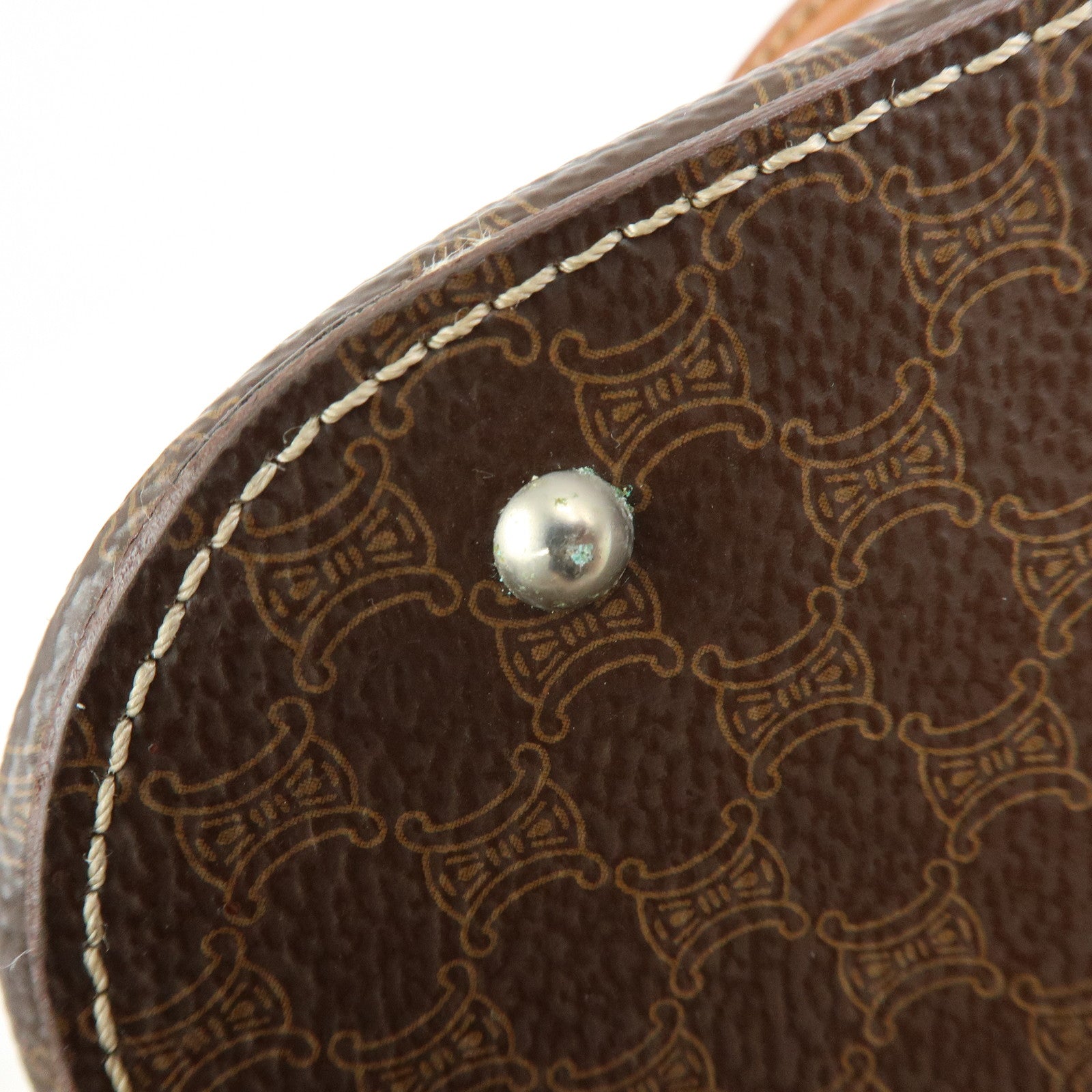 CELINE Macadam Leather 2WAY Bag Hand Bag Shoulder Bag Brown