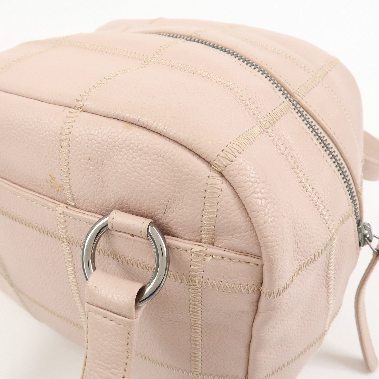 CHANEL Chocolate Bar COCO Mark Caviarskin Mini Boston Bag A26134