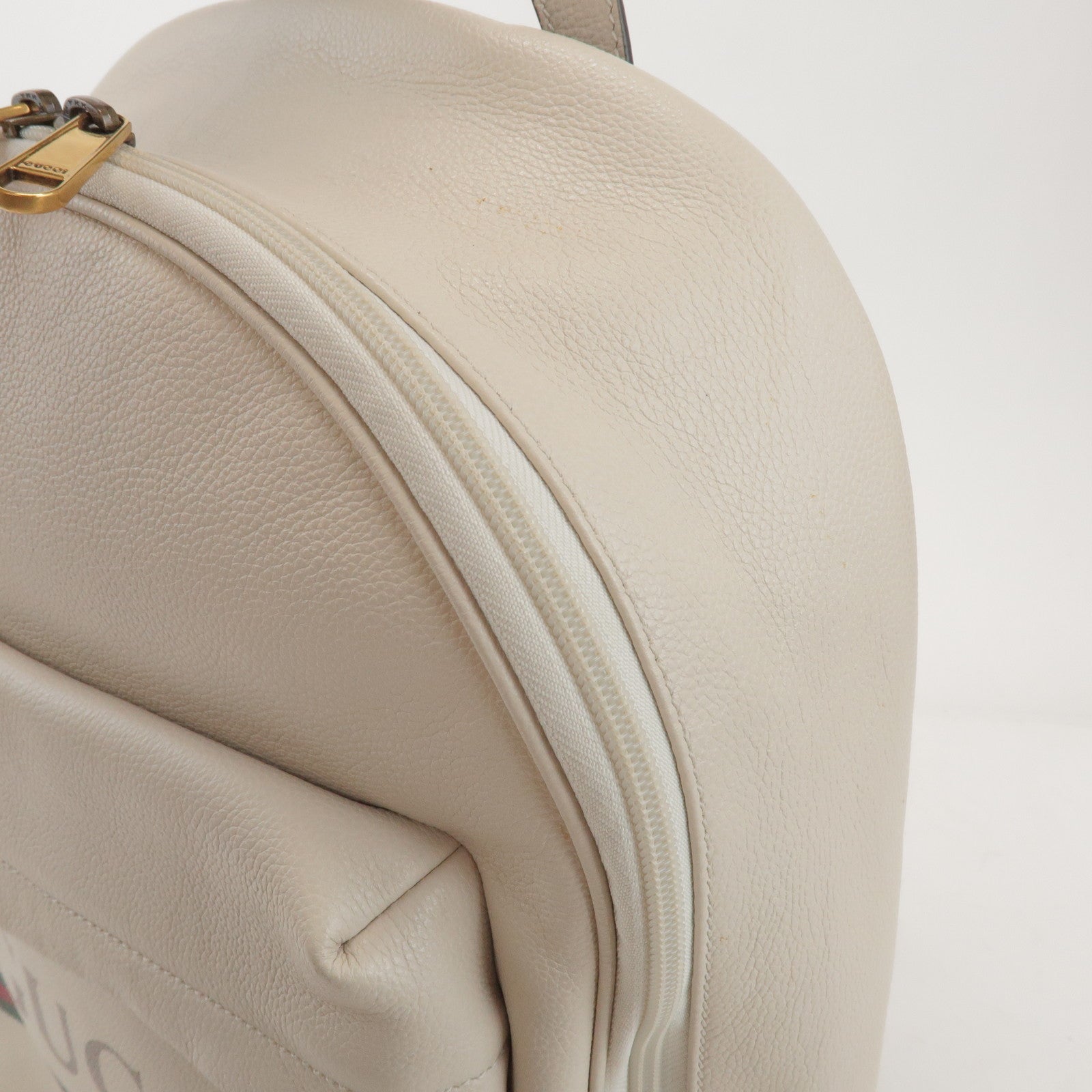 GUCCI Sherry Vintage Logo Leather Backpack Ivory 547834