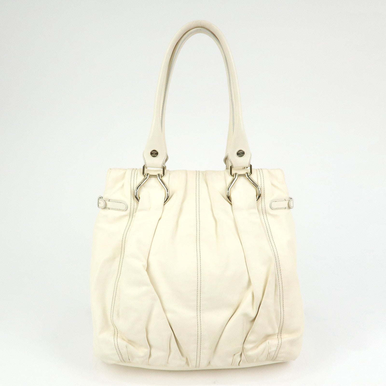 CELINE Leather Pillow Bag Tote Bag Shoulder Bag White