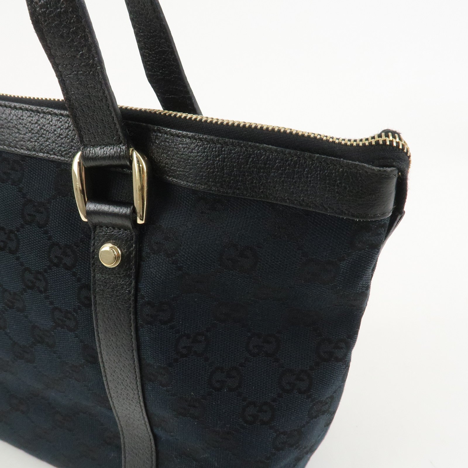 GUCCI Abbey GG Canvas Leather Tote Bag Shoulder Bag Black 141470