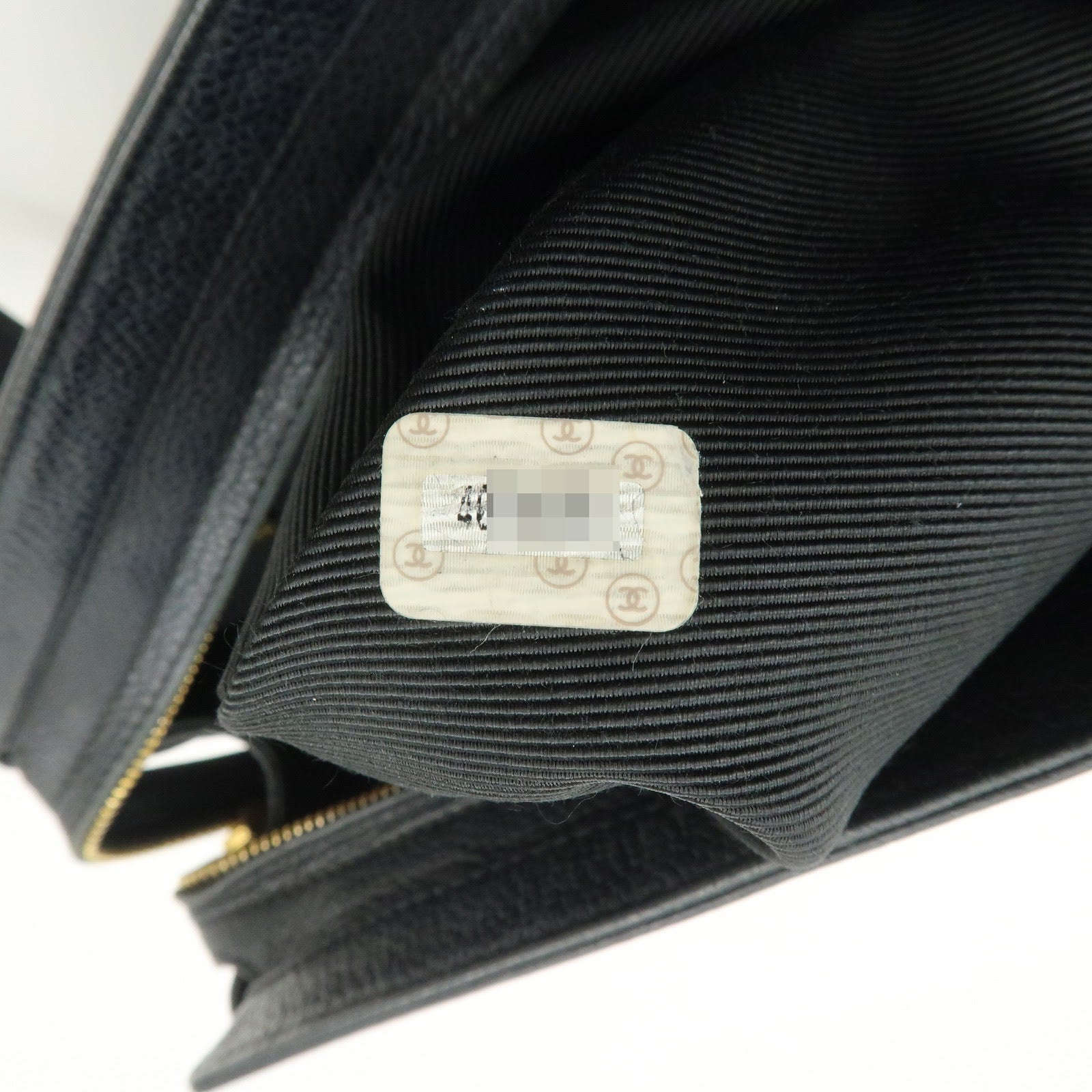 CHANEL Triple COCO Mark Caviarskin Chain Shoulder Bag Black