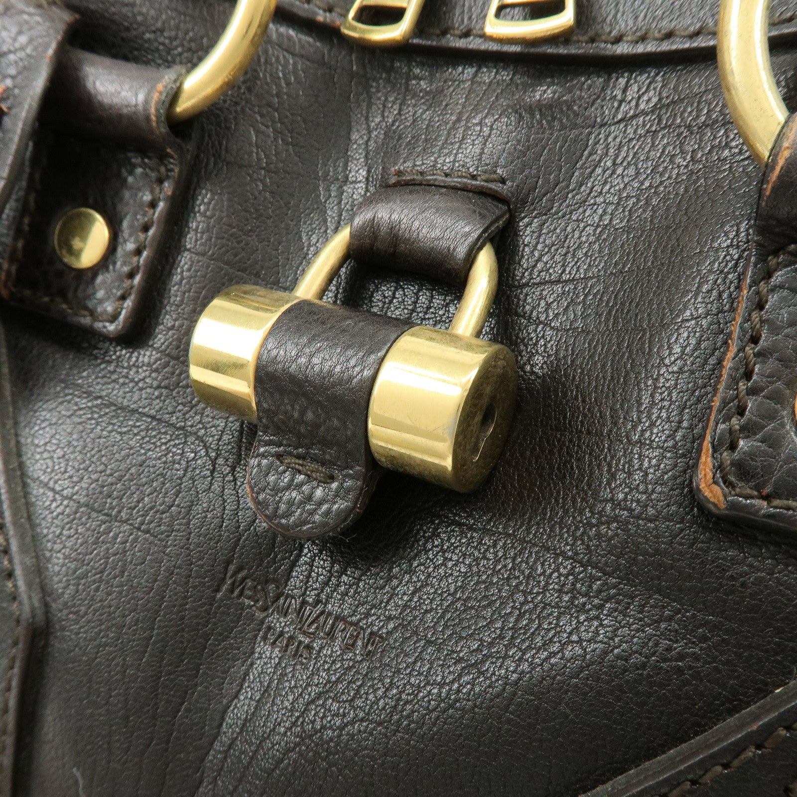 SAINT LAURENT PARIS Muse Y Line Calf Leather Hand Boston Bag Brown