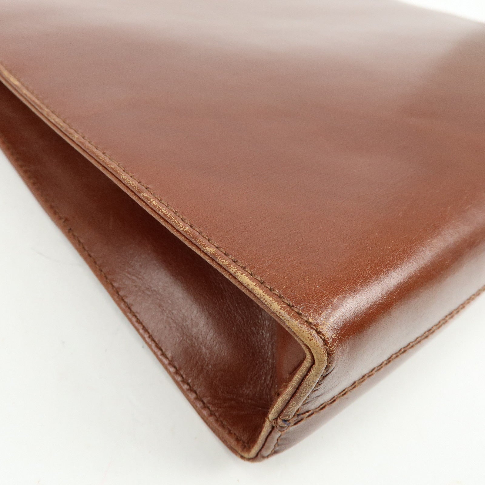 Ferragamo Gancini Calf Skin Leather Chain Shoulder Bag Brown