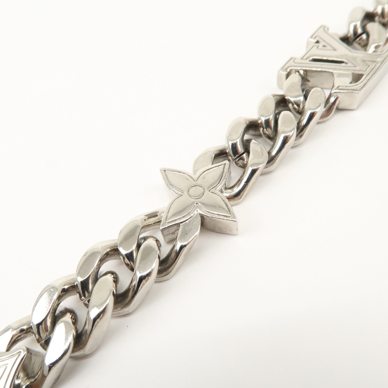 Louis Vuitton Monogram Element Chain Metal Bag Charm Silver M01468 Used