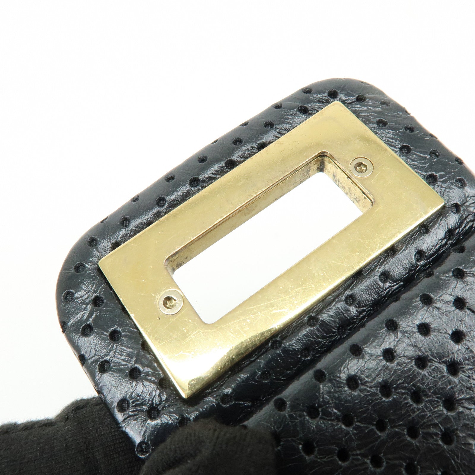 CHANEL 2.55 Punching Calf Leather Chain Shoulder Bag  Black