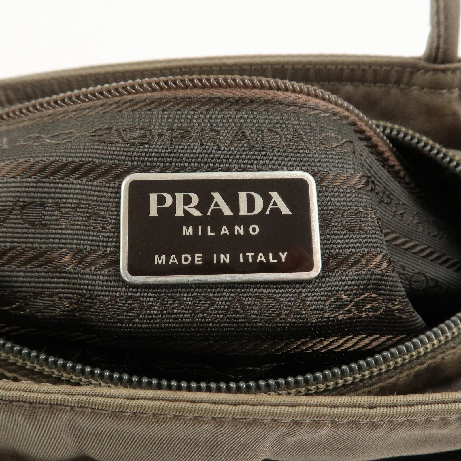 PRADA Triangle Logo Nylon Tote Bag Hand Bag Gray