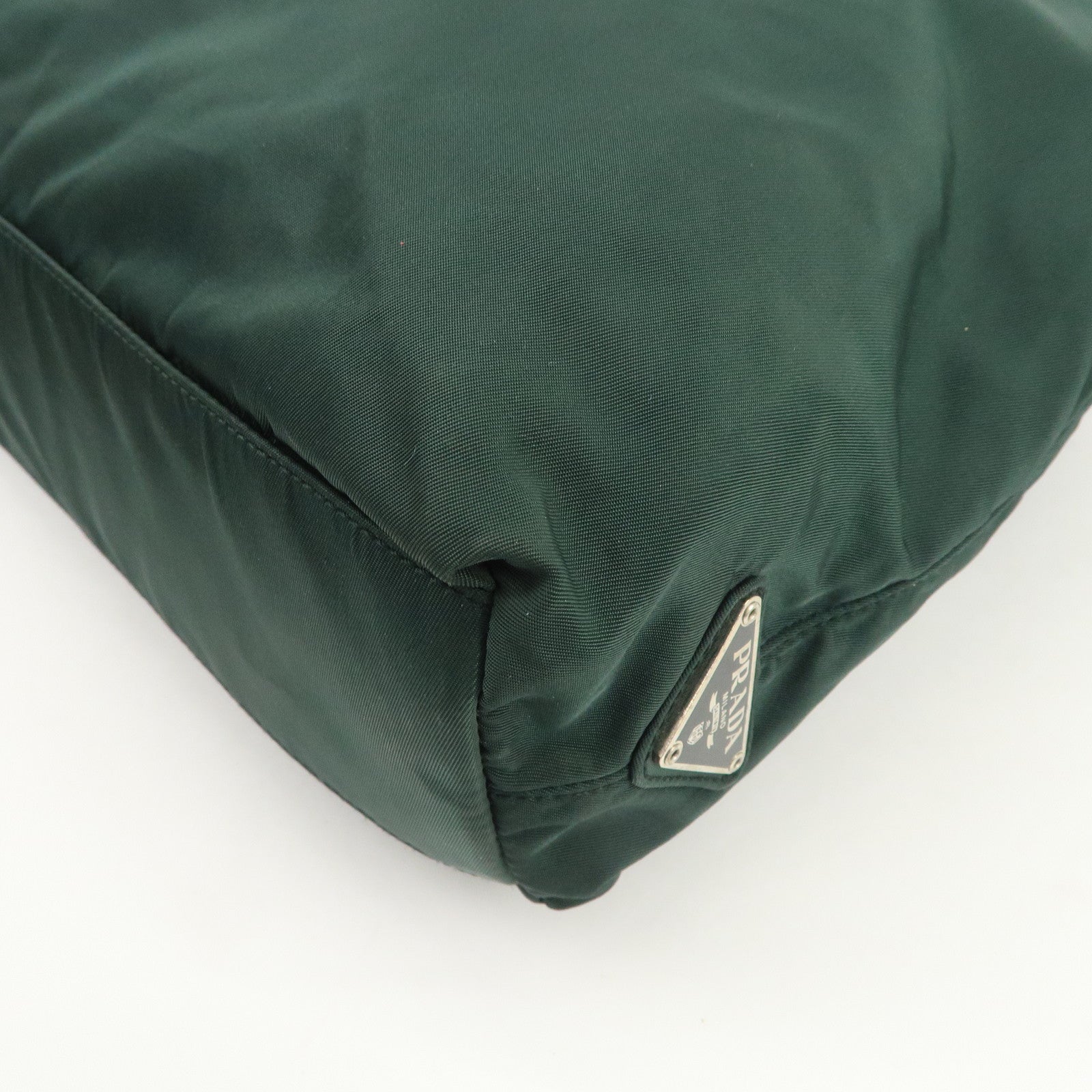 PRADA Triangle Logo Nylon Leather Shoulder Bag Hand Dark Green