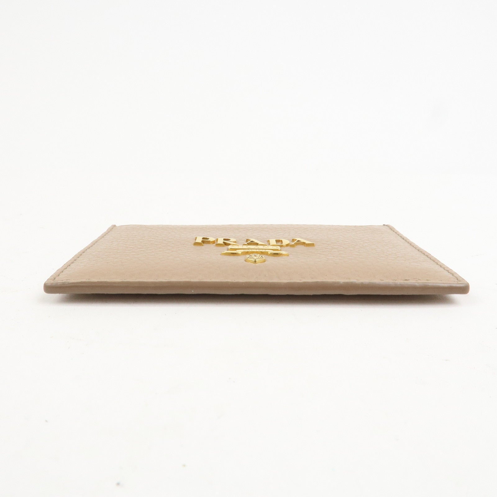 PRADA Leather Card Case Card Holder Beige 1MC208