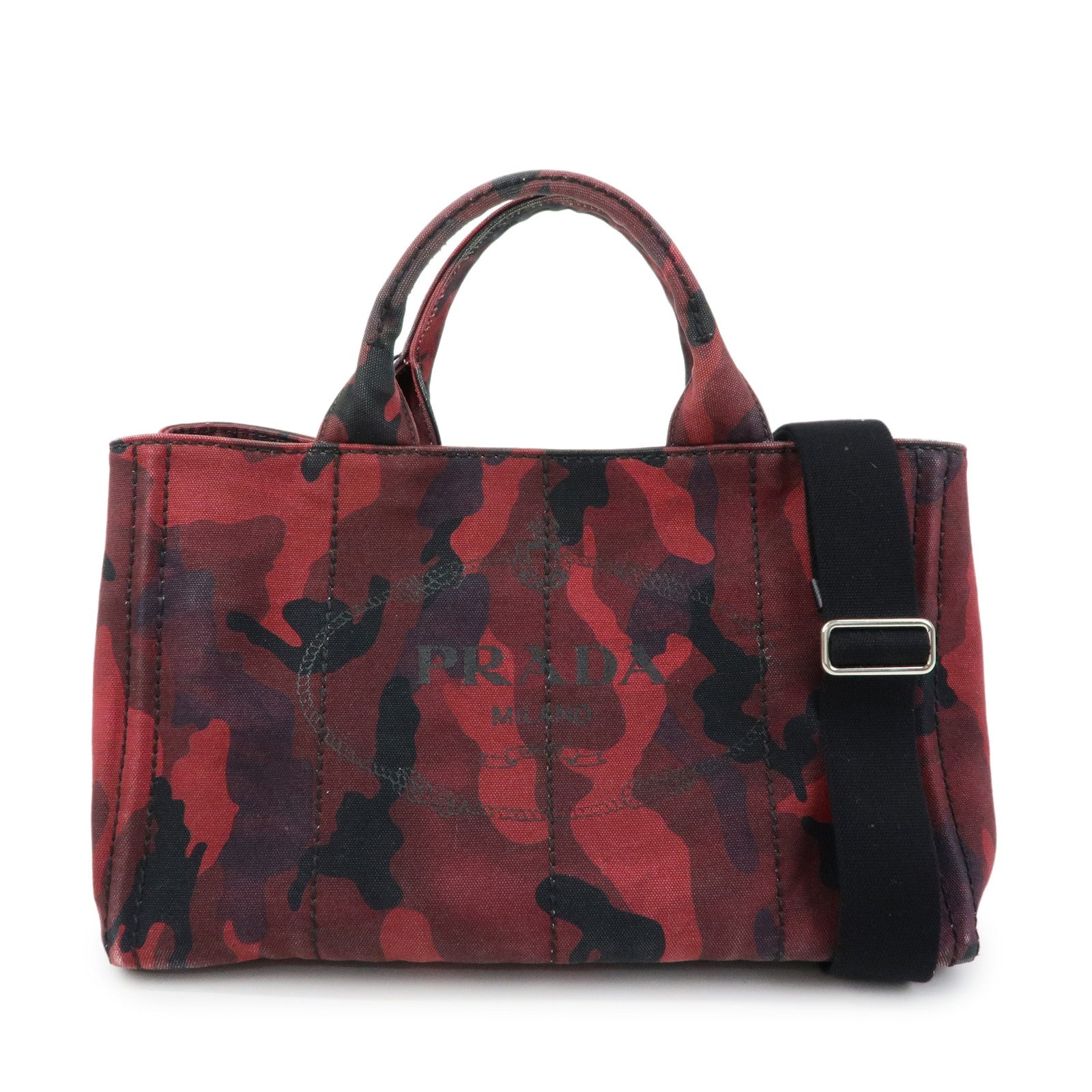 PRADA Triangle Logo Canapa 2Way Tote Hand Bag Camouflage BN2642