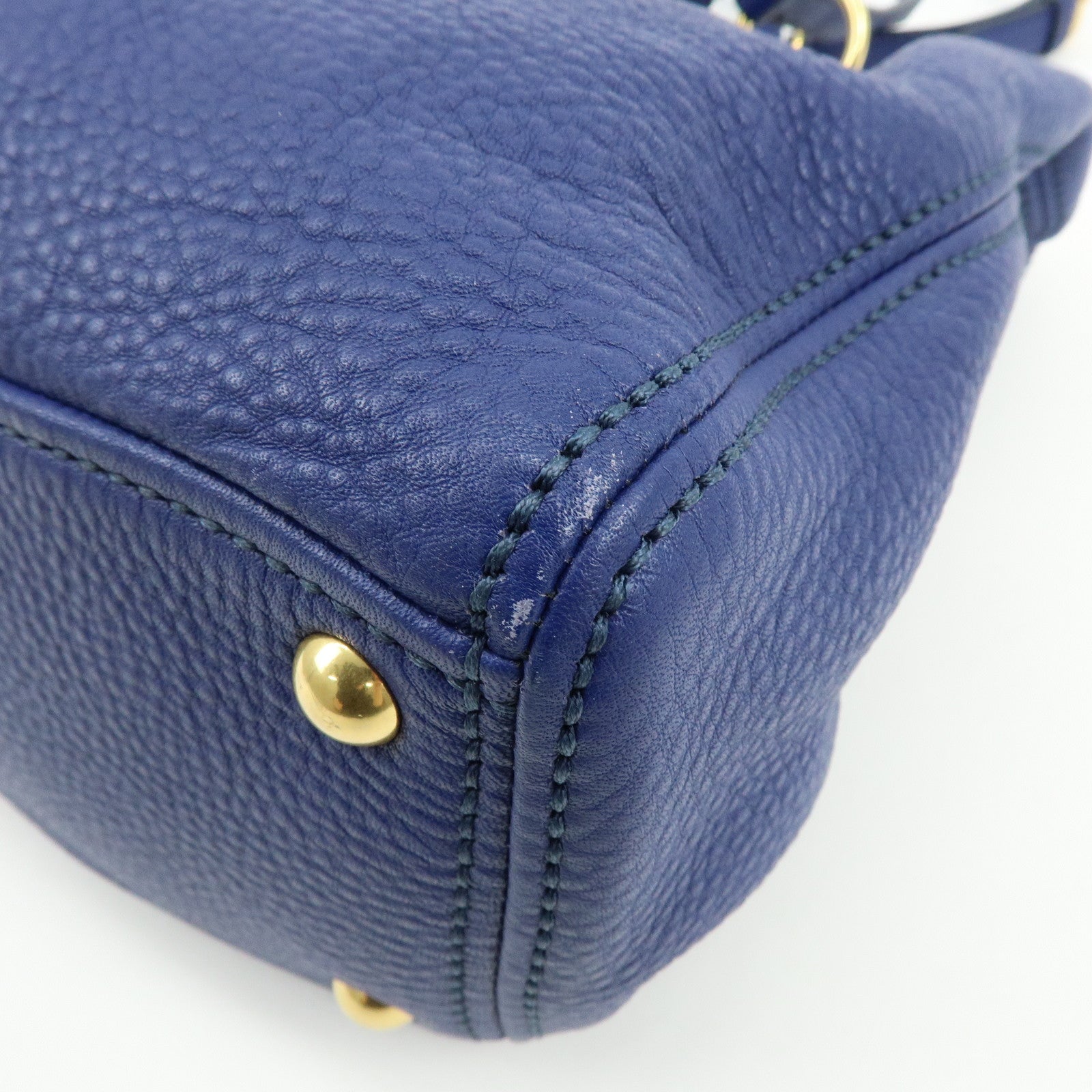 MIU MIU Leather 2Way Bag Hand Bag Shoulder Bag Blue