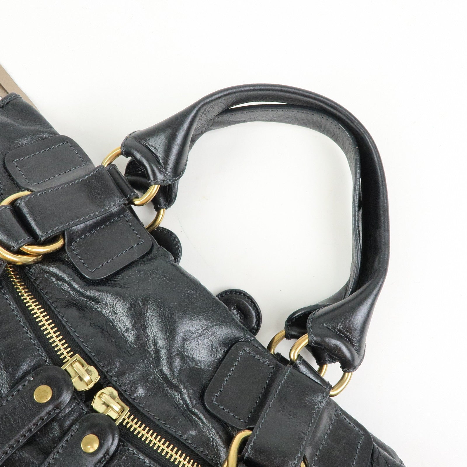 Chloe Bay Leather Hand Bag Tote Bag Black