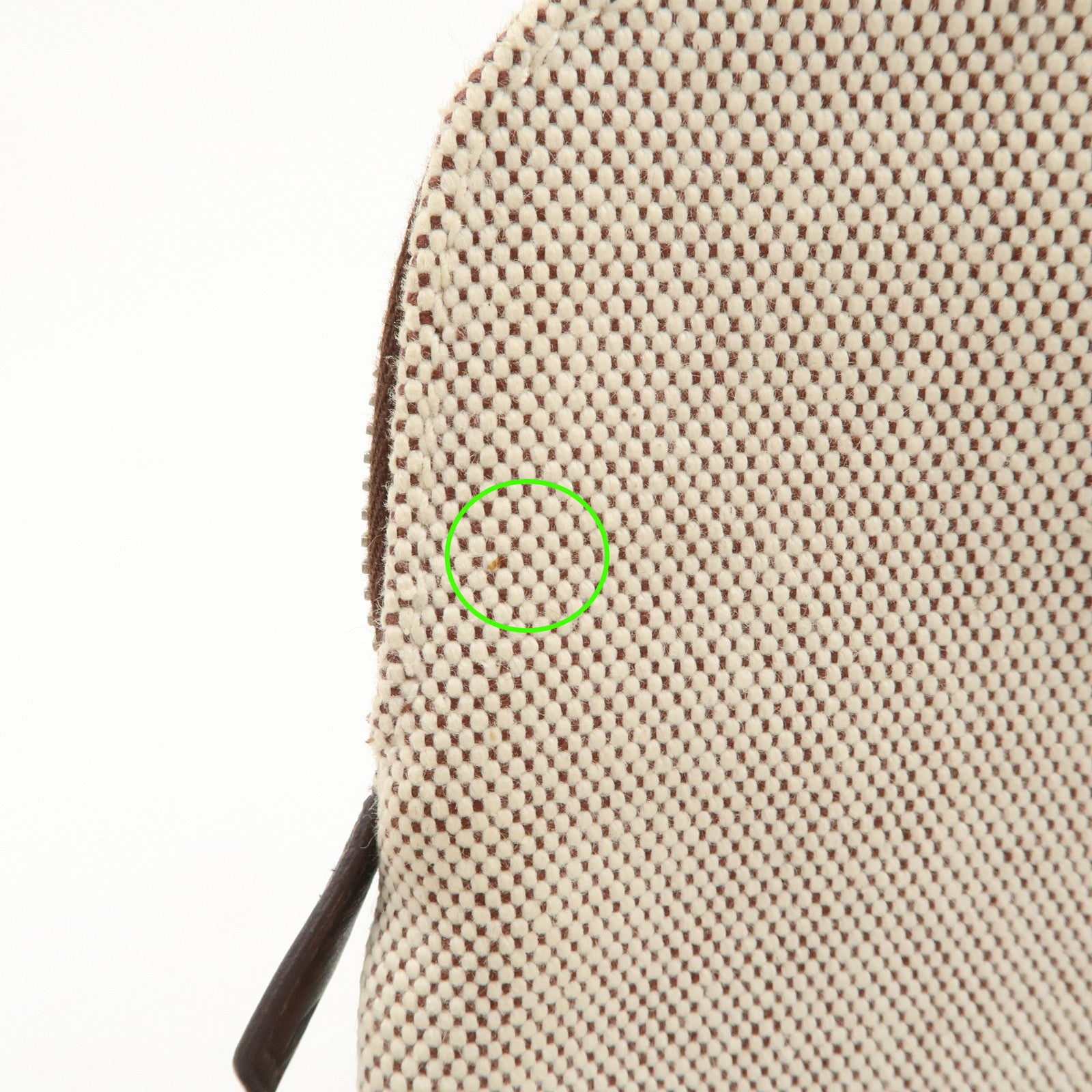 HERMES Leather Toile Ash Sac Eve MM J Engraved Hand Bag Natural