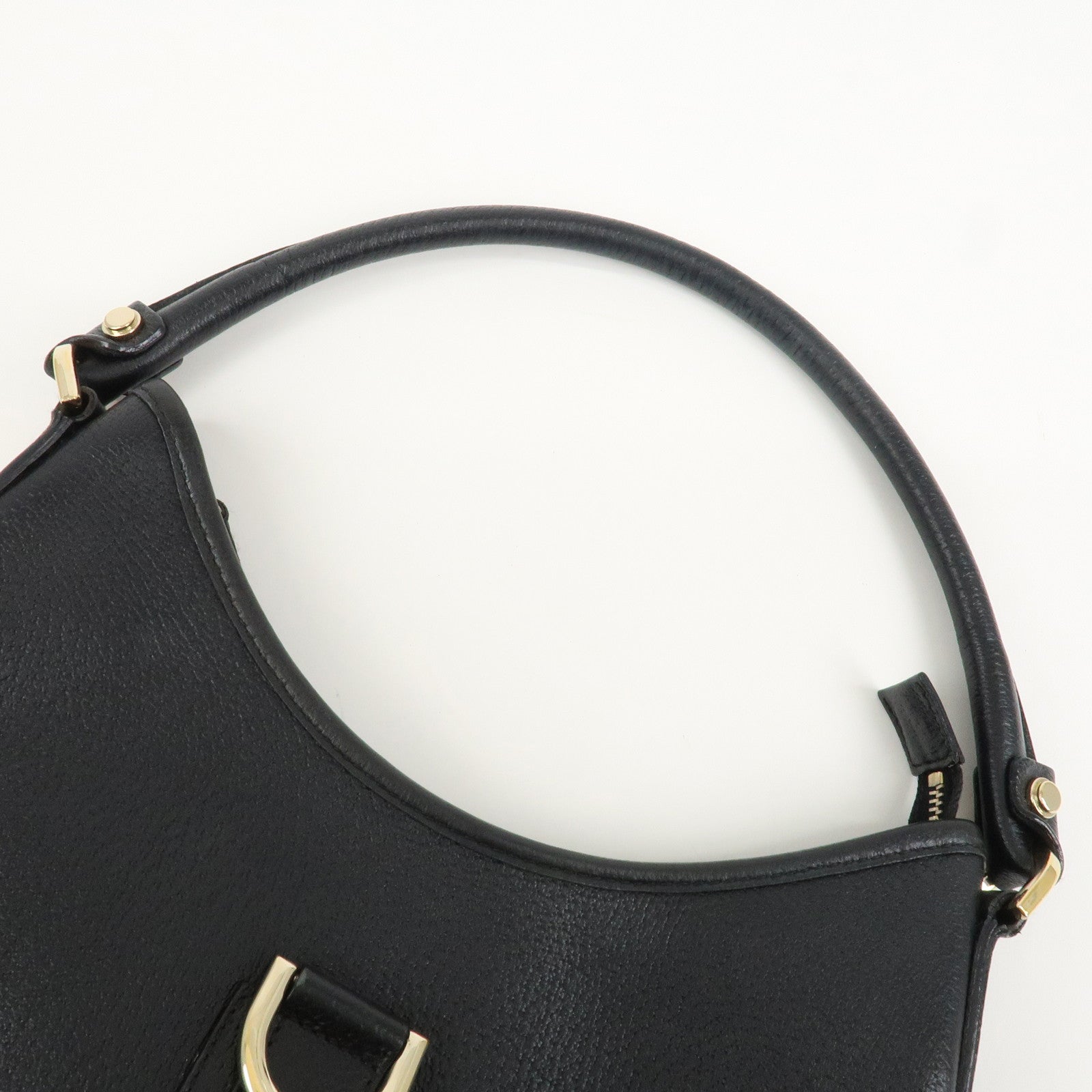 GUCCI Abbey GG Canvas Leather Shoulder Bag Black 130738