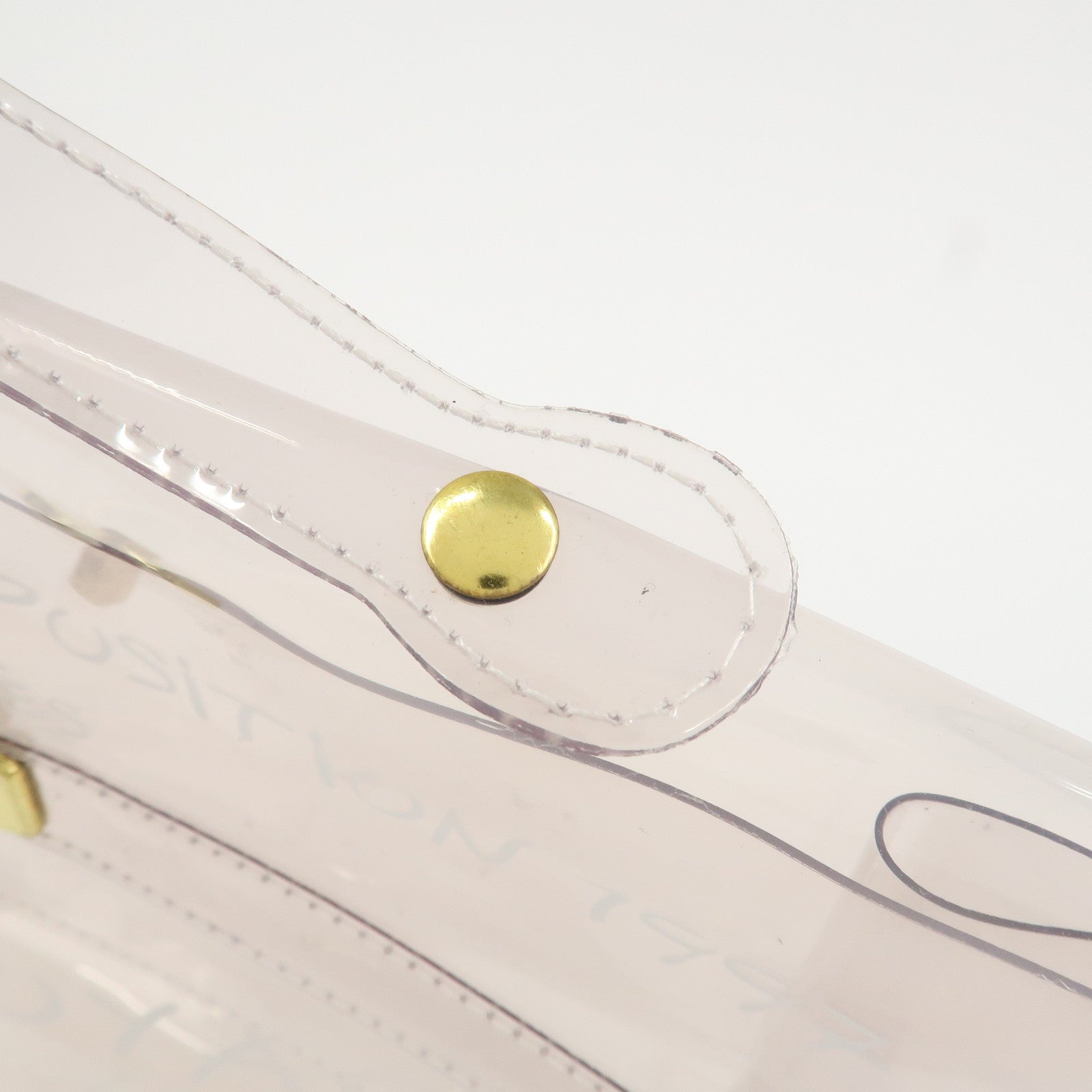 HERMES Kelly Vinyl Hand Bag Clear Transparent White Gold