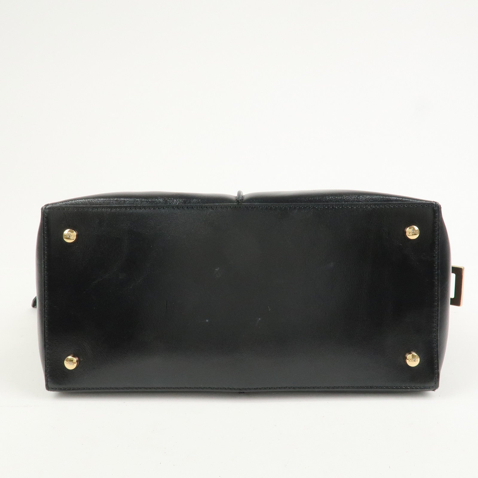 TOD’S D Cube Leather 2 Way Bag Hand Bag Shoulder Bag Black Gold