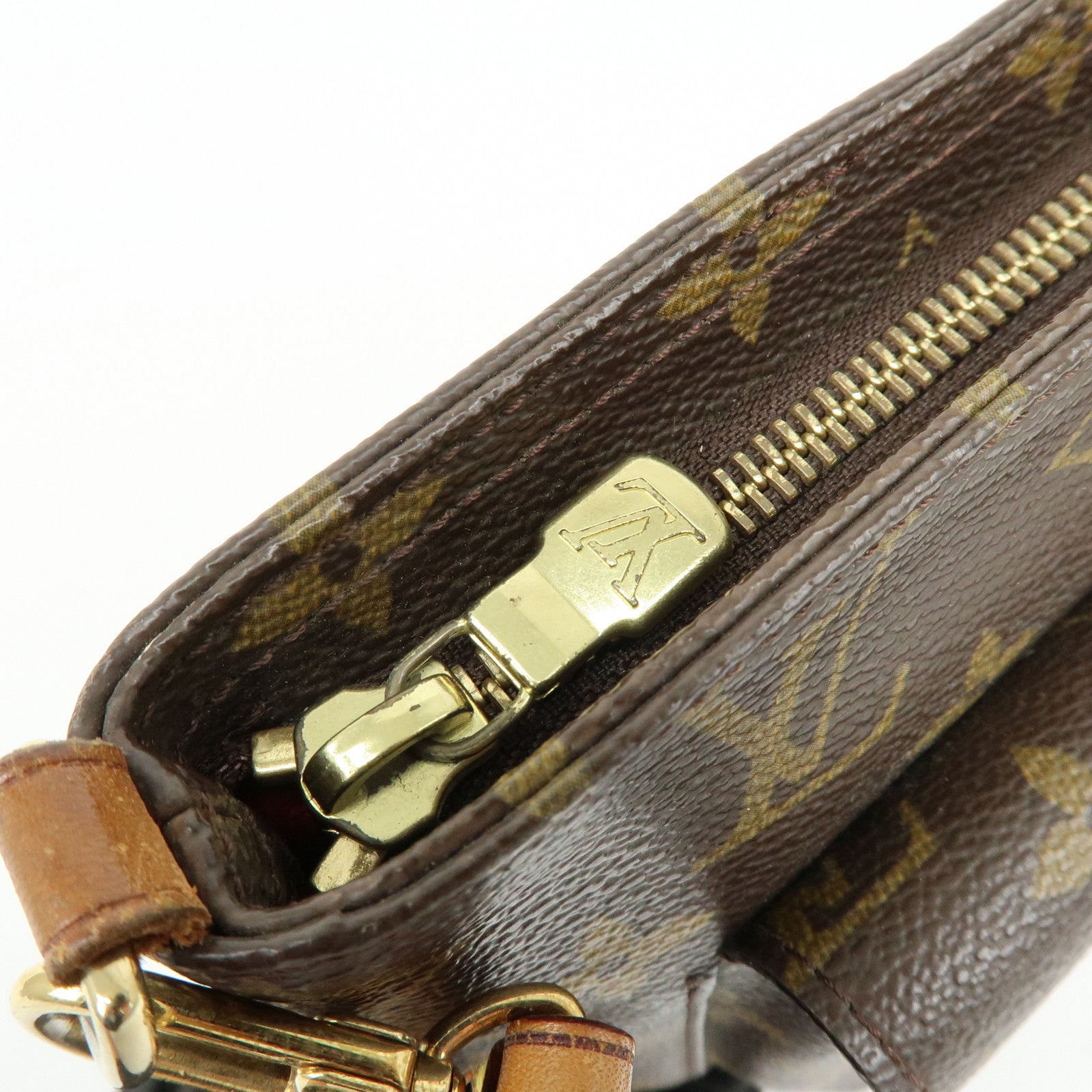 Louis Vuitton Monogram Partition Pouch Wristlet Bag Brown M51901