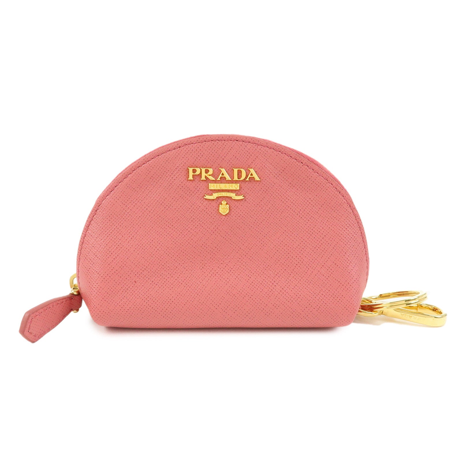 PRADA Saffiano Leather Bag Charm Accessory Pouch Pink 1M1218