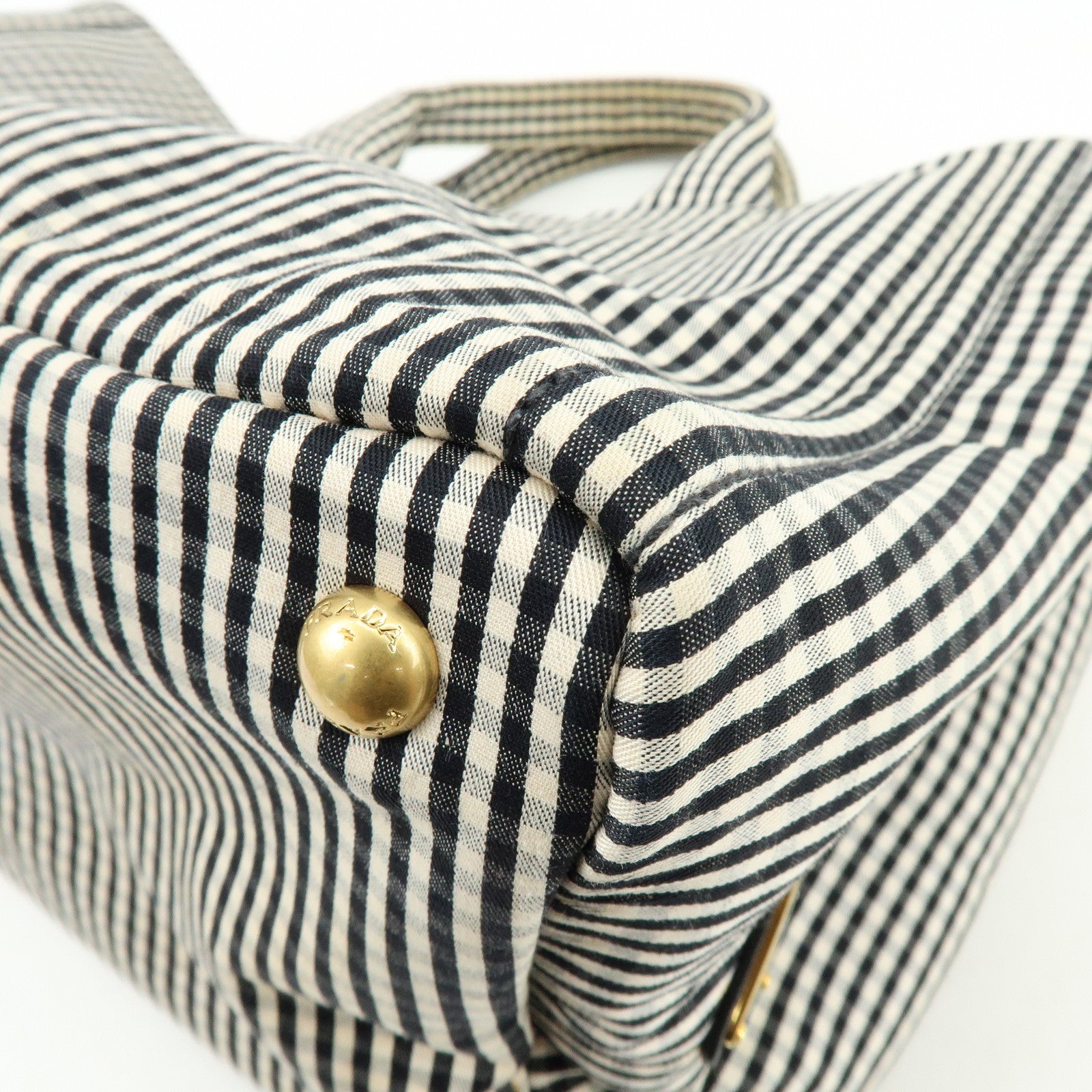 PRADA Canapa Canvas 2Way Bag Hand Bag Shoulder Bag Black Ivory