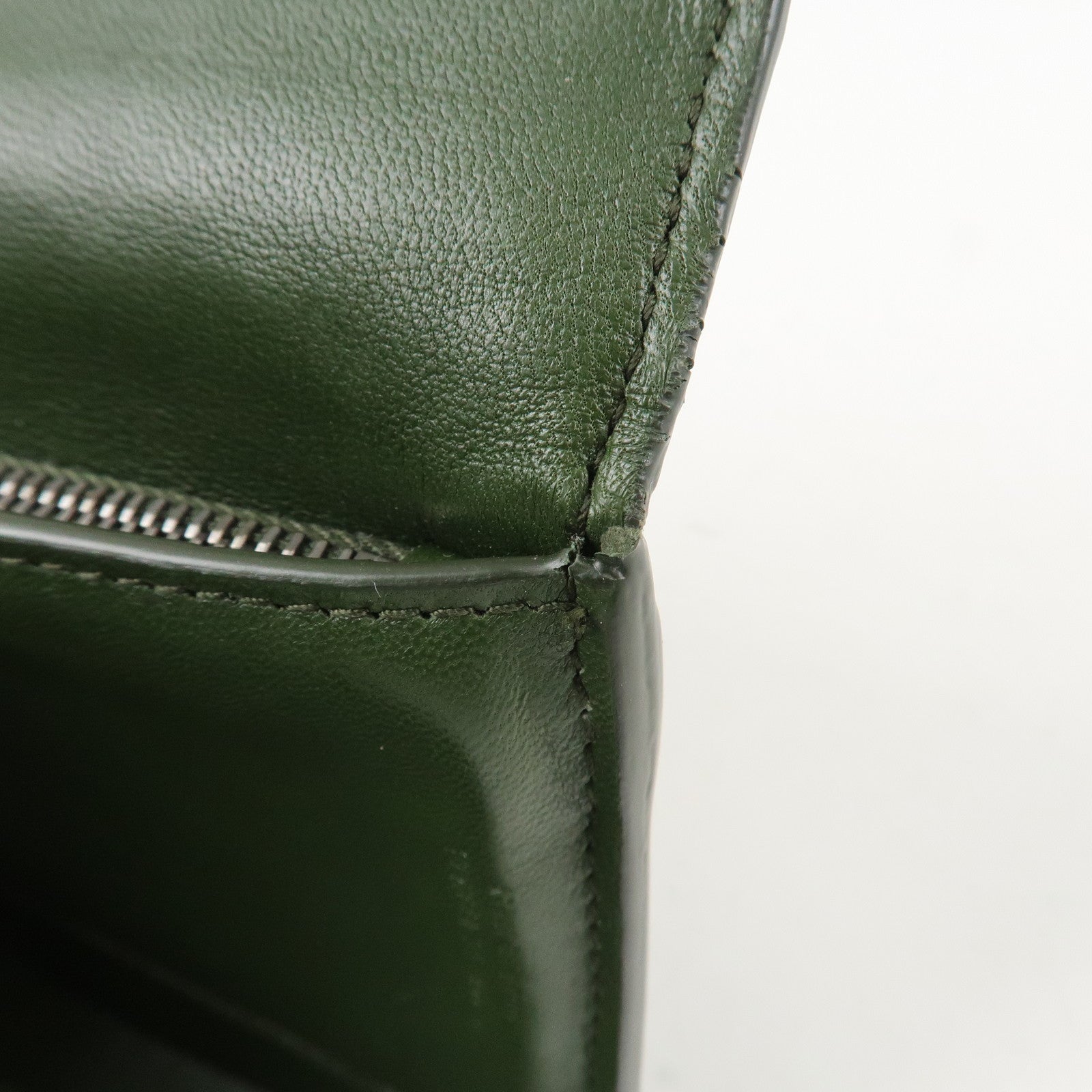 BOTTEGA VENETA Intrecciato Leather Tri-fold Wallet Dark Green Used