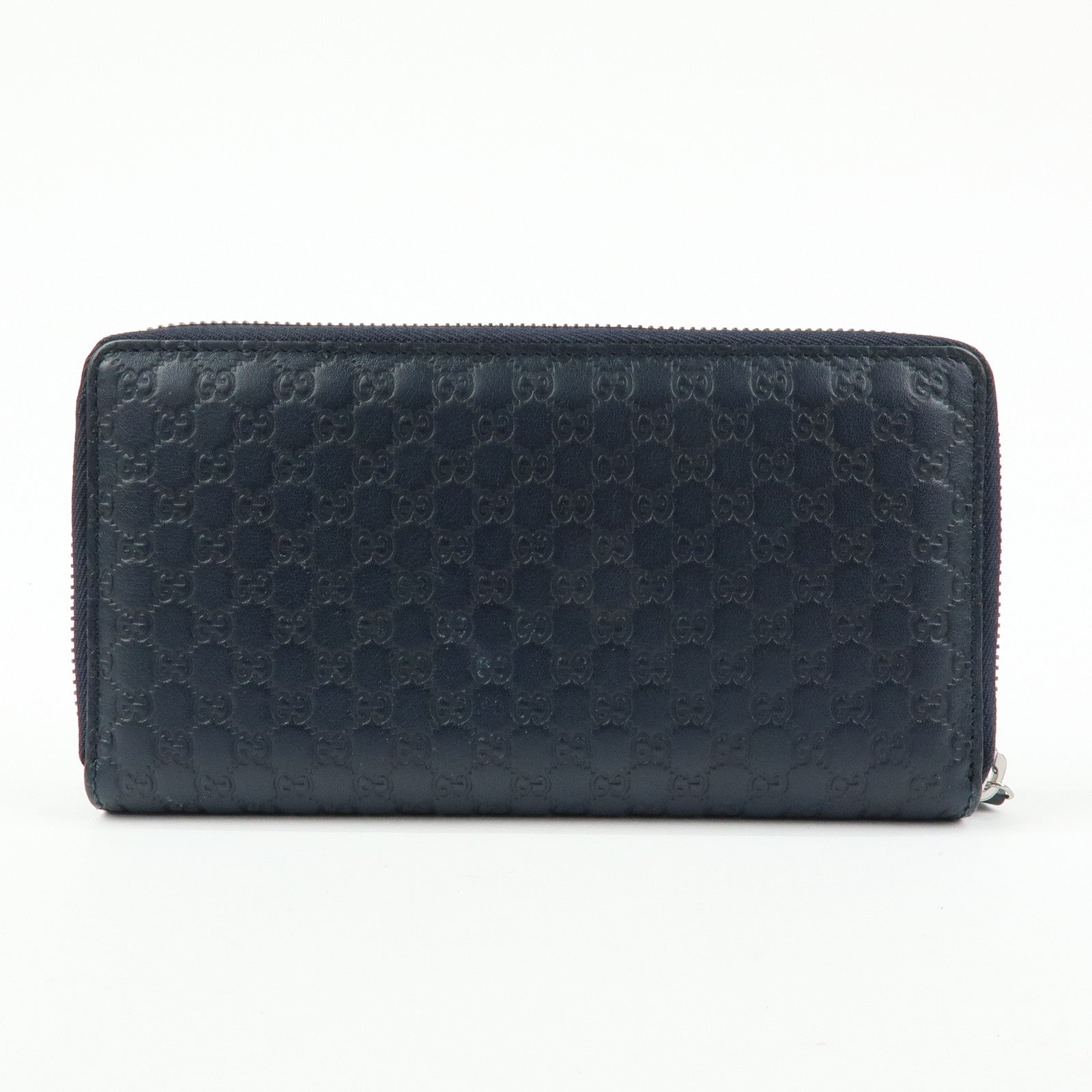 GUCCI Microguccissima Leather Round Zippy Long Wallet Navy 307987