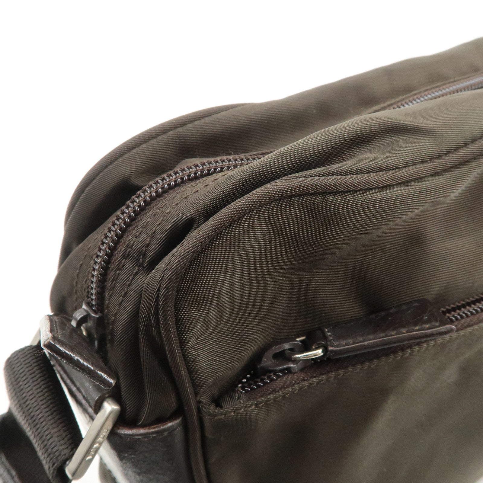PRADA Triangle Logo Nylon Leather Shoulder Bag Crossbody Bag
