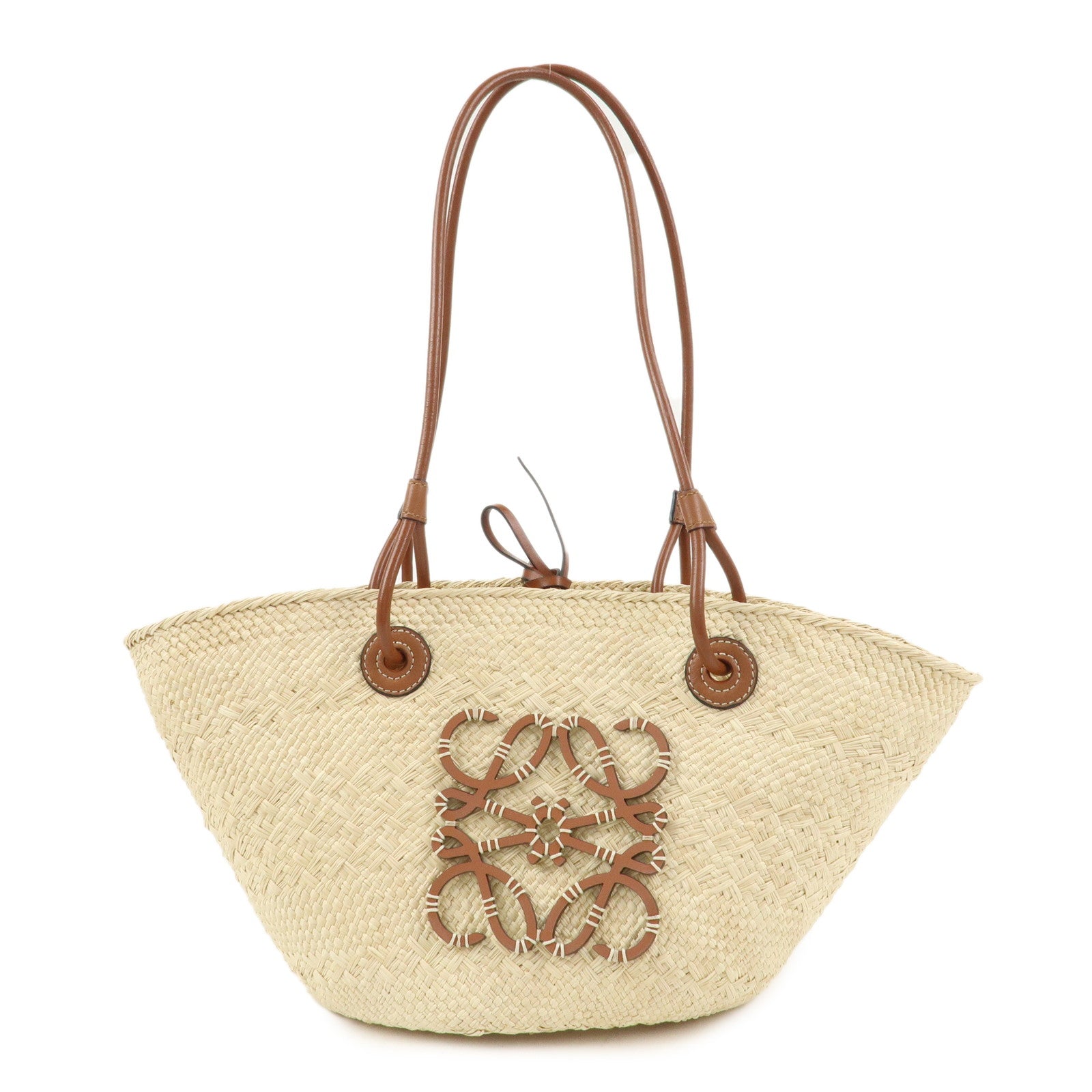 LOEWE Anagram Raffia Basket Bag Shoulder Bag Mini Tote Bag Natural