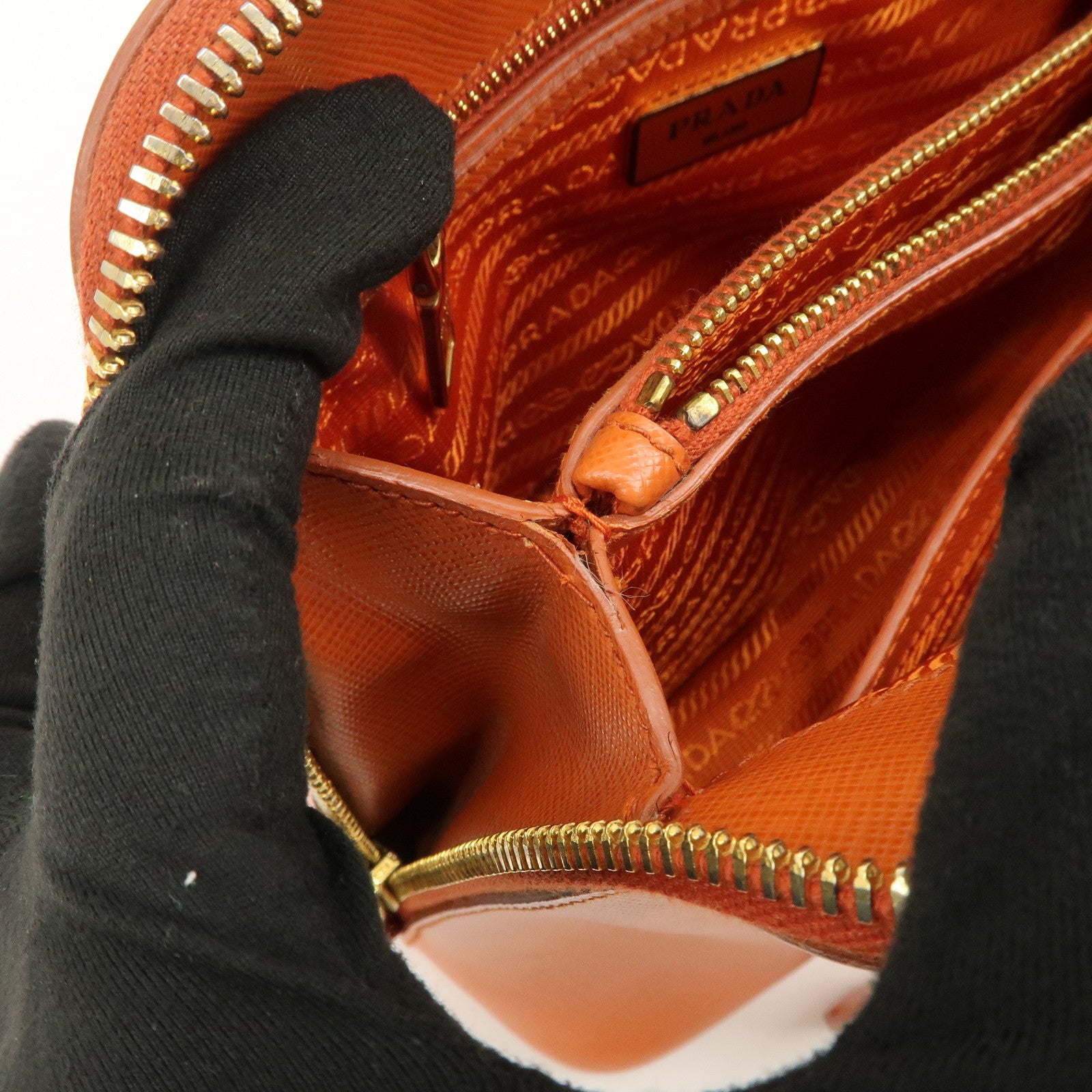 PRADA Saffiano Leather Promenade Small 2Way Hand Bag Orange BL0838