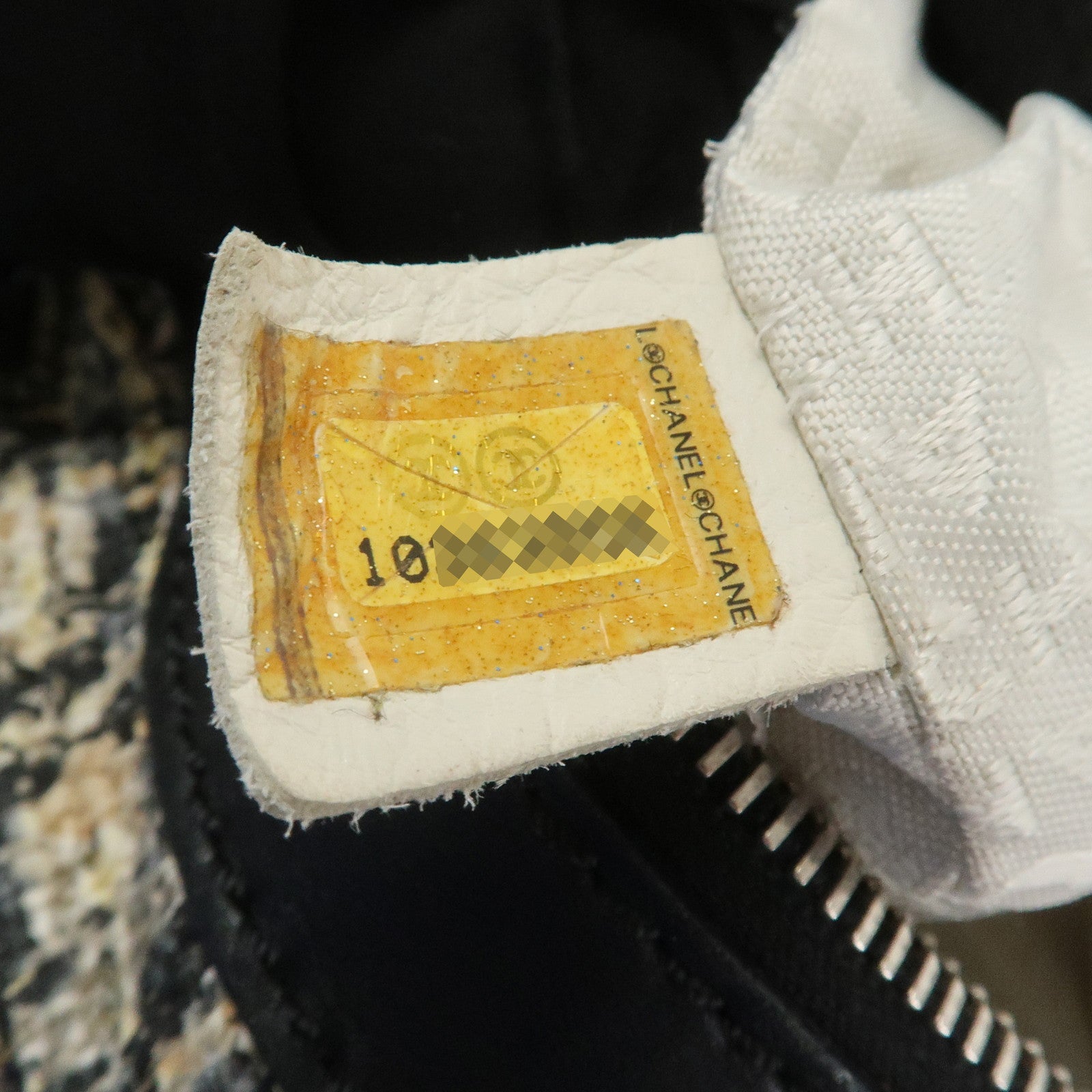 CHANEL COCO Mark Tweed Leather Shoulder Bag Black Multicolor