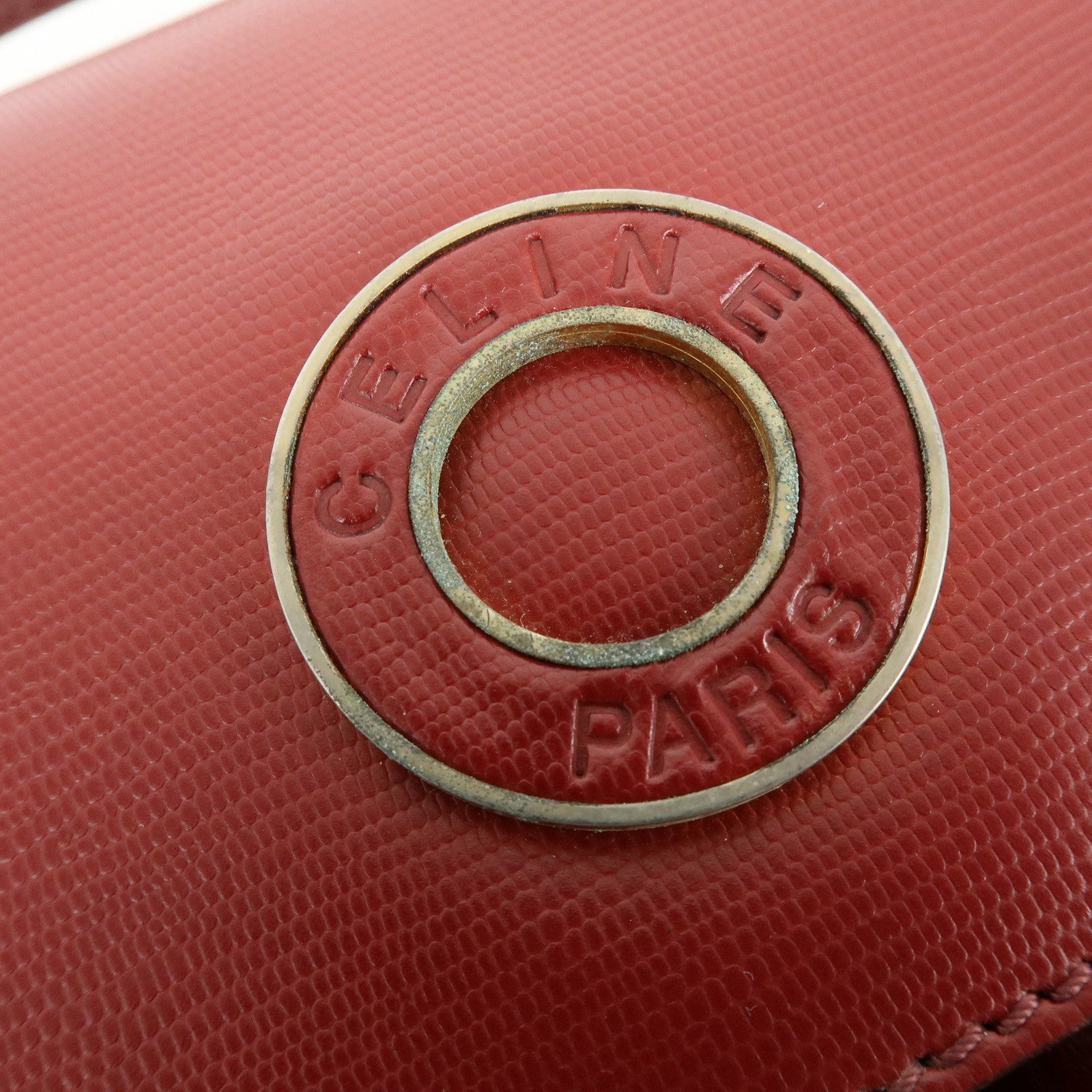 CELINE Leather 2WAY Bag Shoulder Bag Hand Bag Red