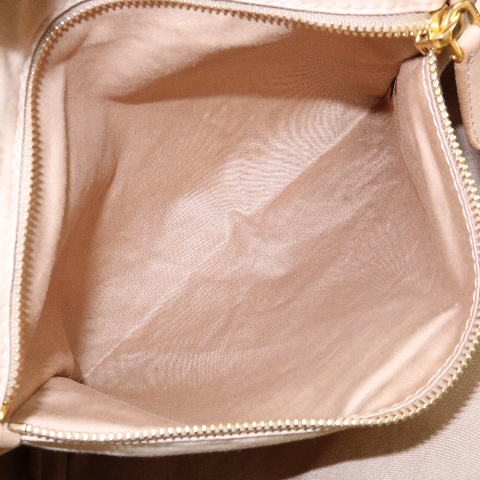 MIU MIU Logo Leather Hand Bag Boston Bag Beige