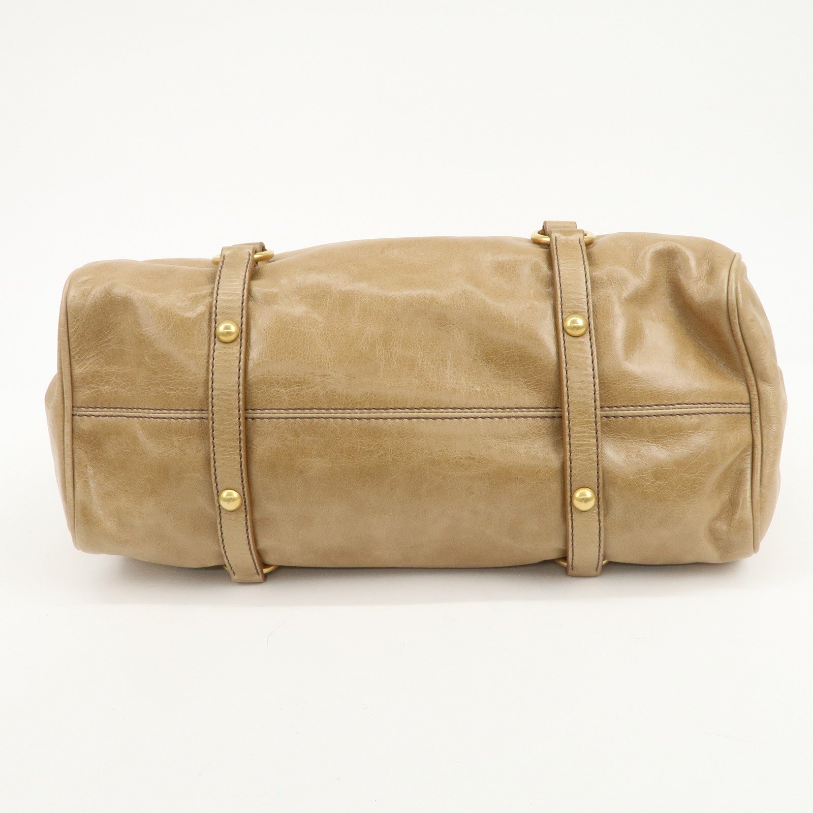 MIU MIU Leather Ribbon 2Way Bag Hand Bag Shoulder Bag Beige RT0365