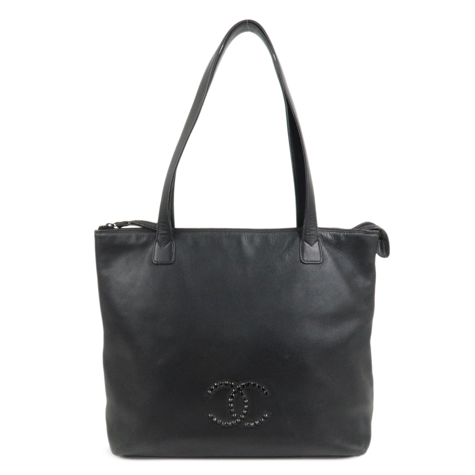 CHANEL COCO Mark Leather Tote Bag Shoulder Bag Black