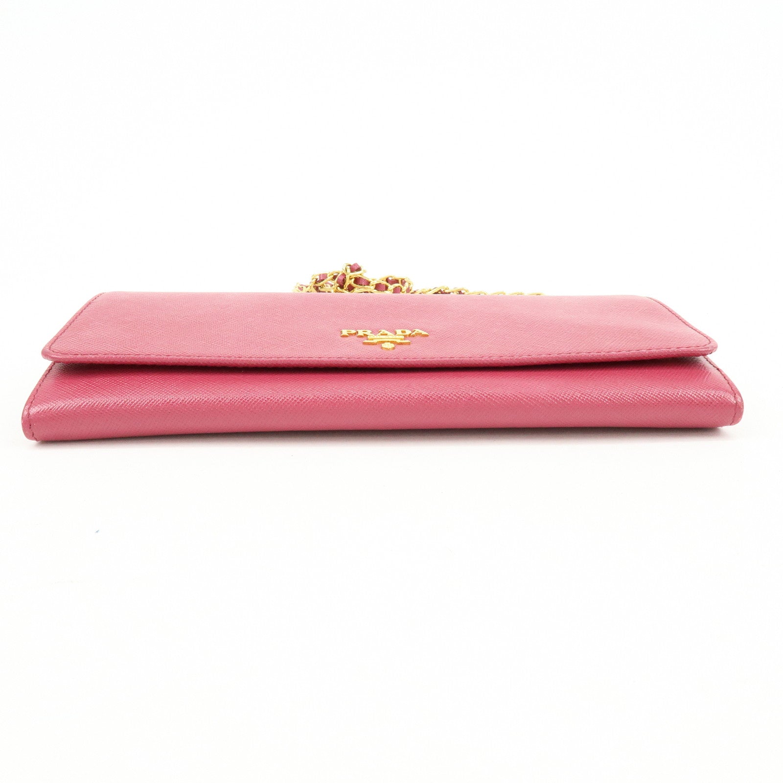 PRADA Saffiano Leather Chain Wallet WOC Pink 1M1290