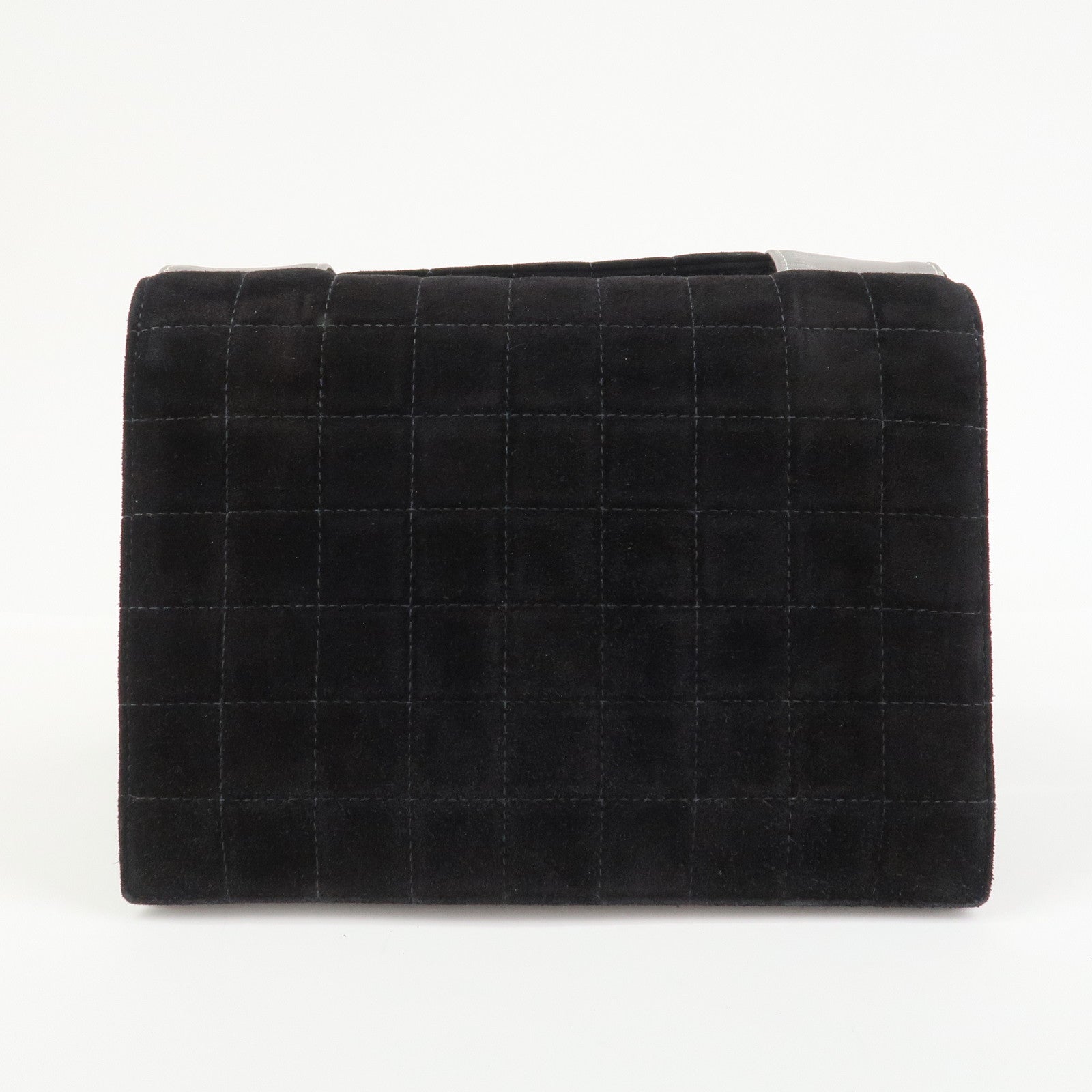 CHANEL Chocolate Bar Suede Shoulder Bag Crossbody Bag Black