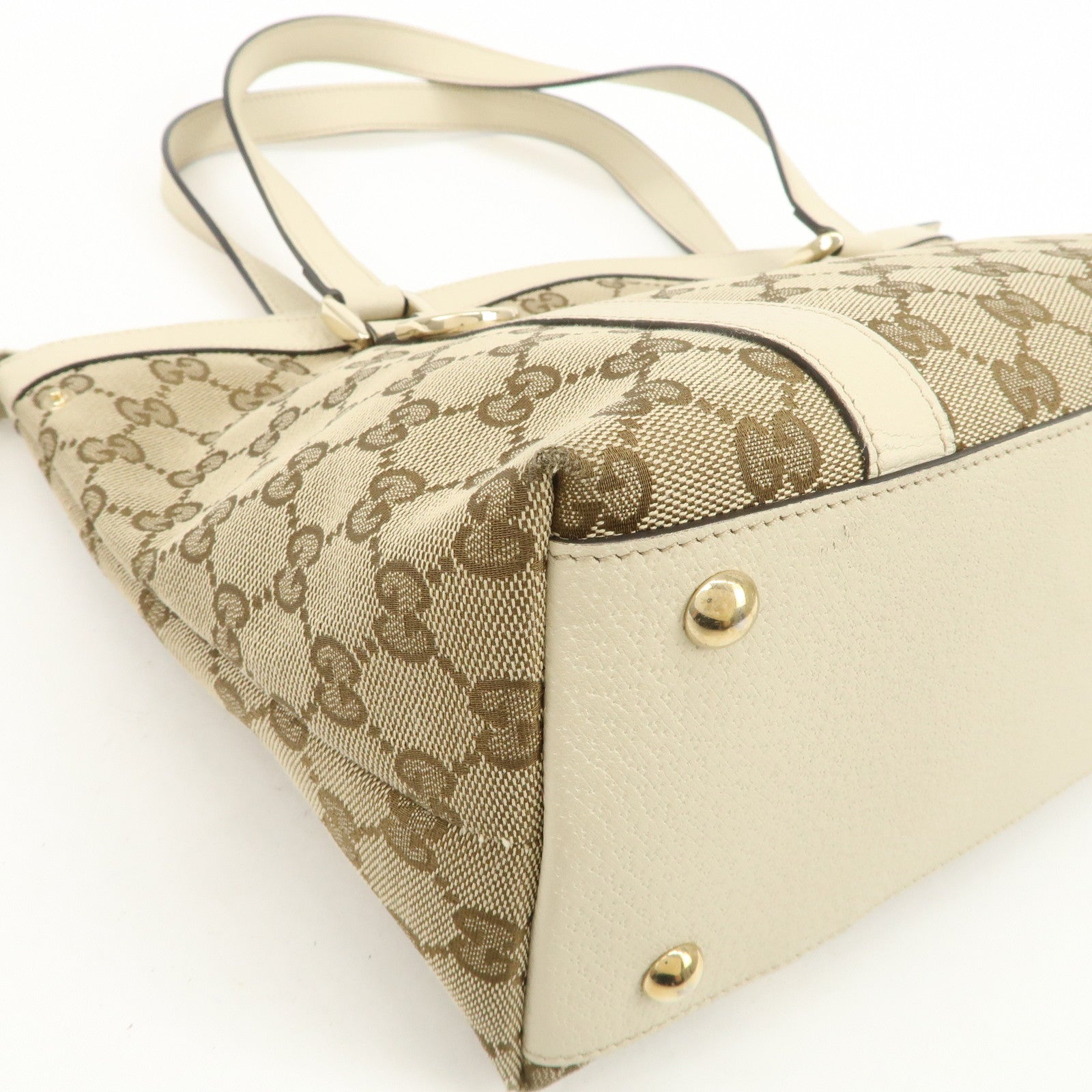 GUCCI Abbey GG Canvas Leather Tote Bag Shoulder Bag Brown 141470