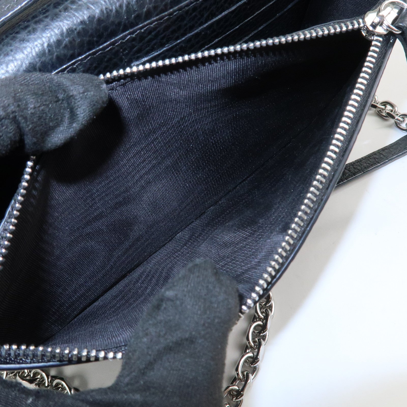 Maison Margiela Leather Shoulder Bag 4 Stitches Chain Wallet Black