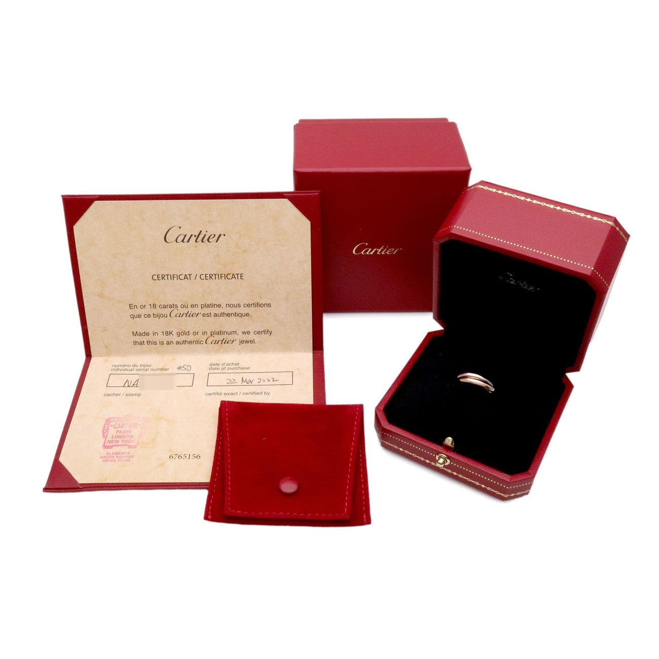 Cartier Trinity Ring SM K18 750YG/WG/PG #50 US5.5 EU50 HK12