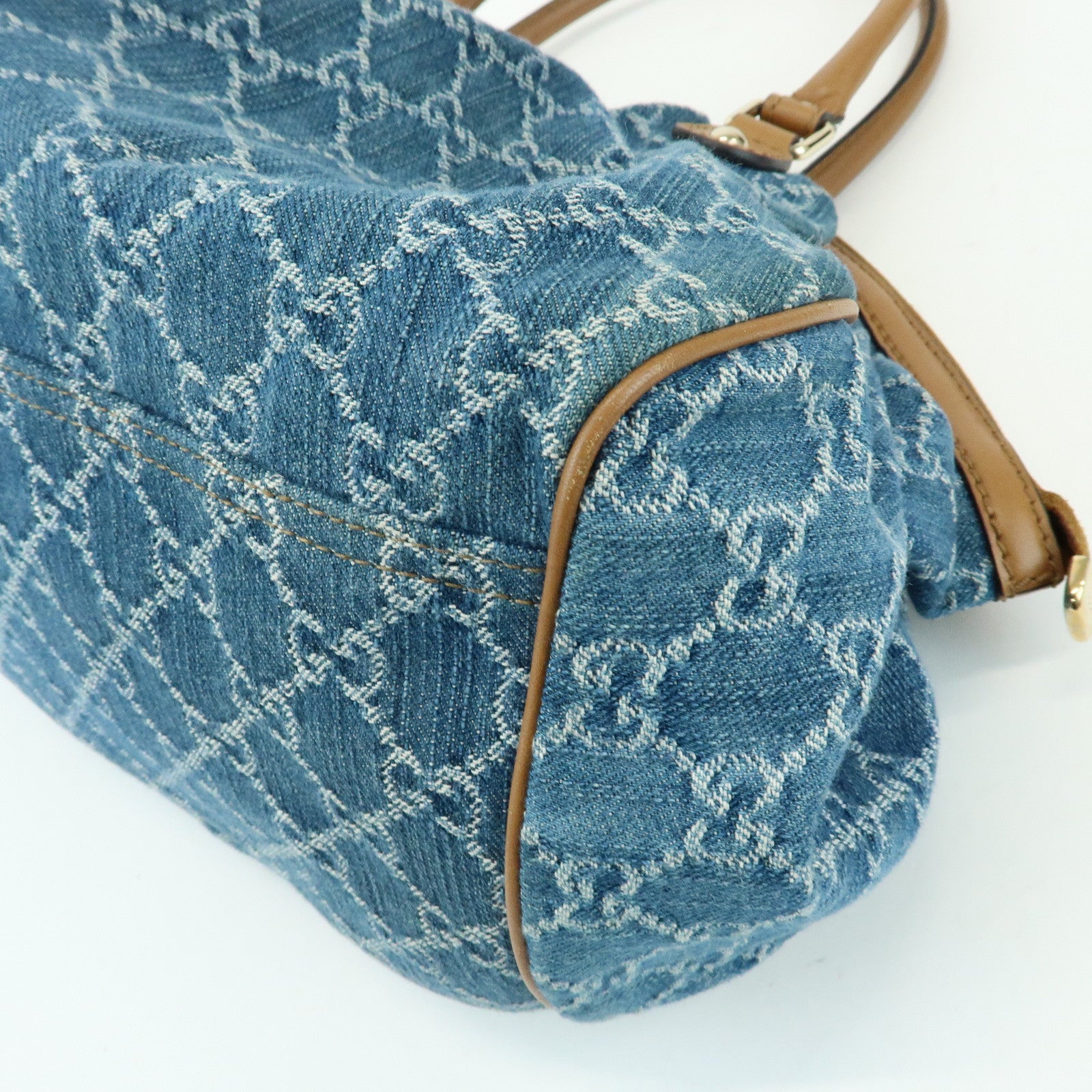 GUCCI Sukey Interlocking G Denim 2Way Hand Shoulder Bag Blue 223974