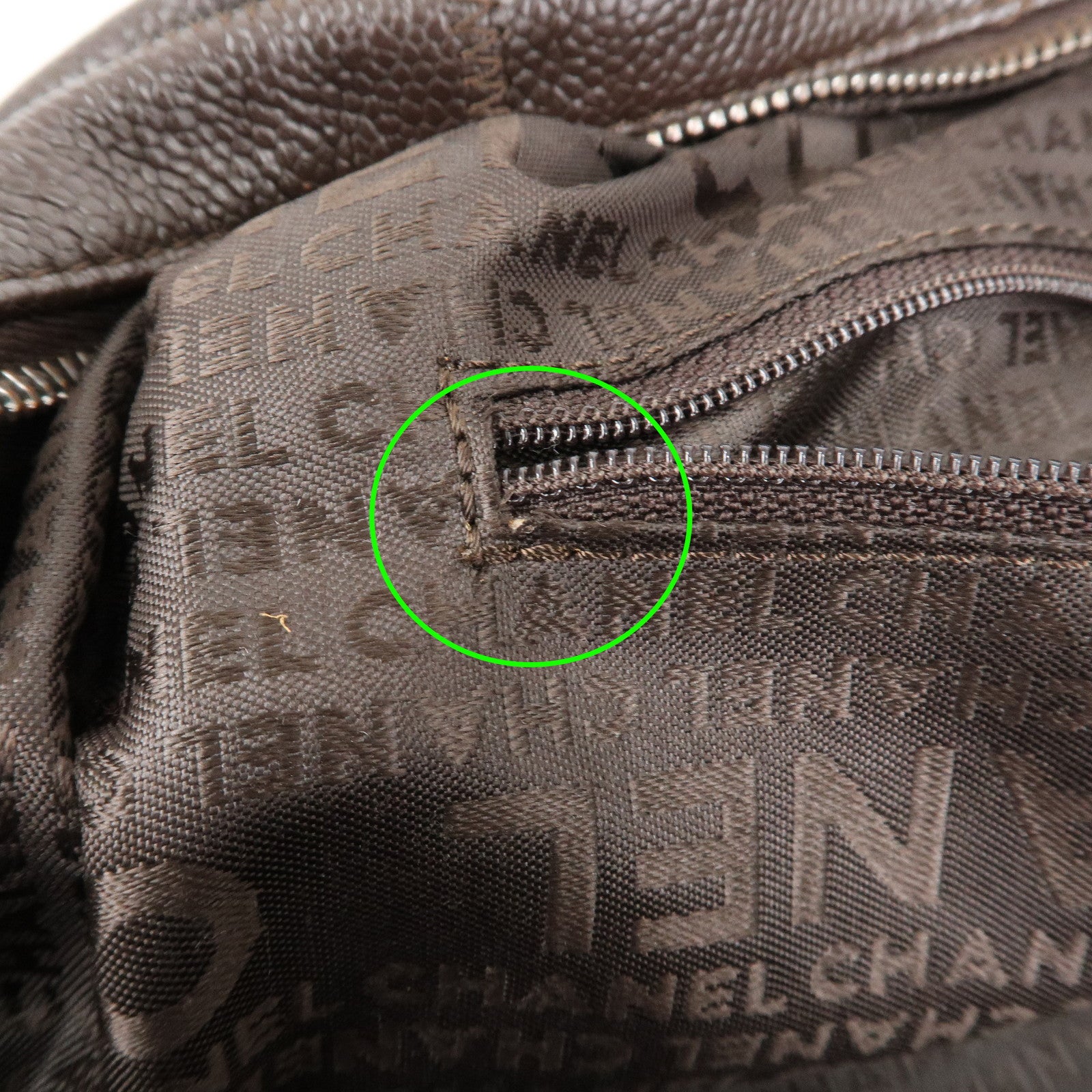 CHANEL Chocolate Bar Caviarskin Boston Bag Shoulder Bag Brown A26135