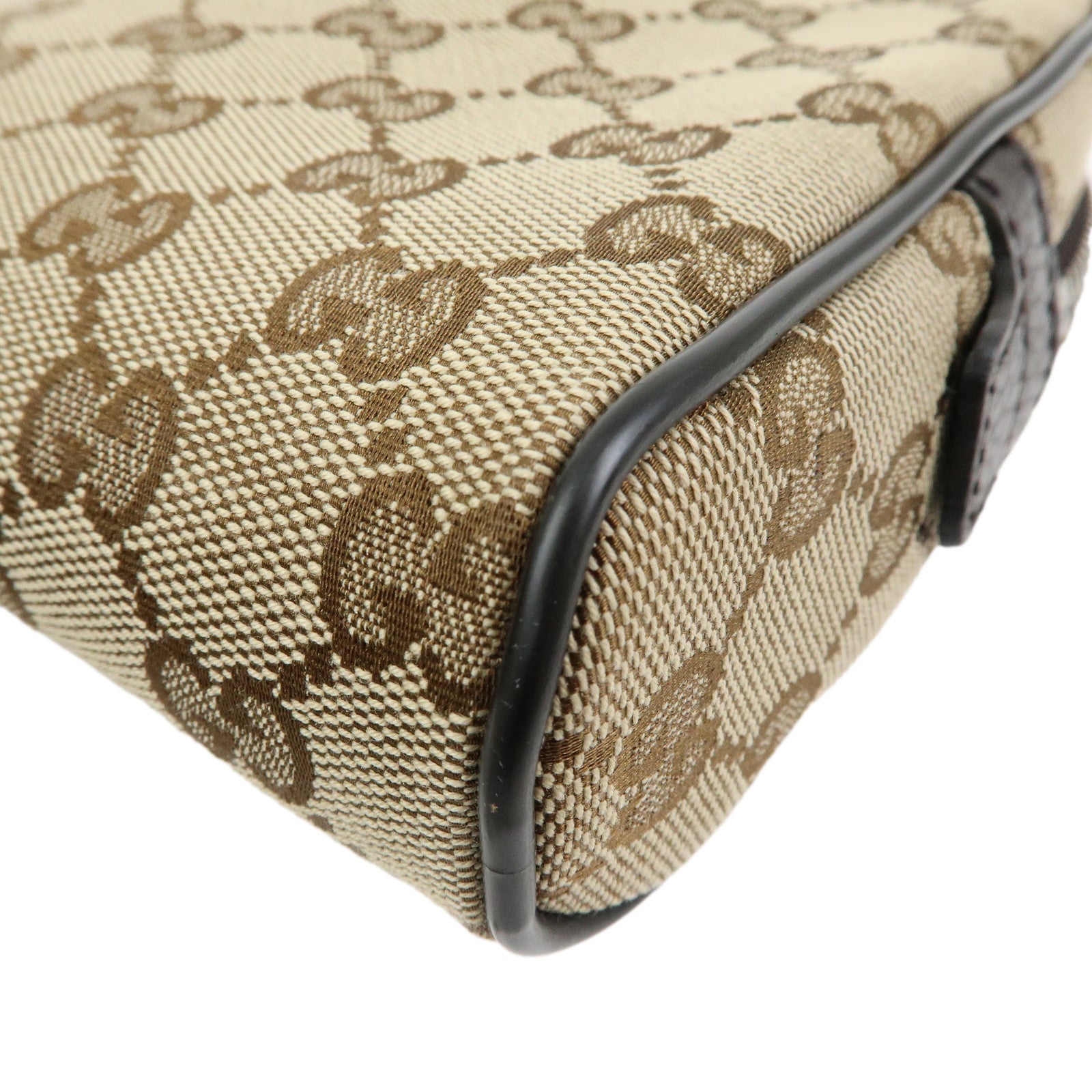 GUCCI GG Canvas Leahter Waist Pouch Body Bag Beige Brown 449174