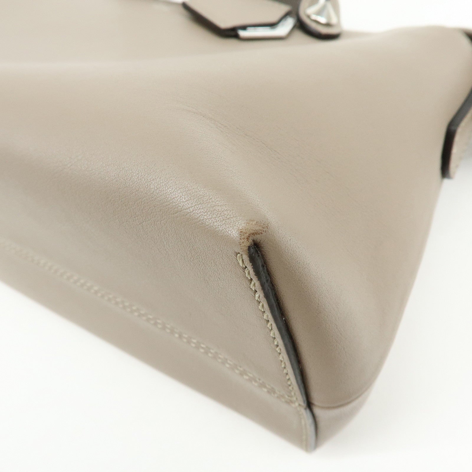 FENDI By The Way Leather 2Way Hand Bag Shoulder Bag Greige 8BL146