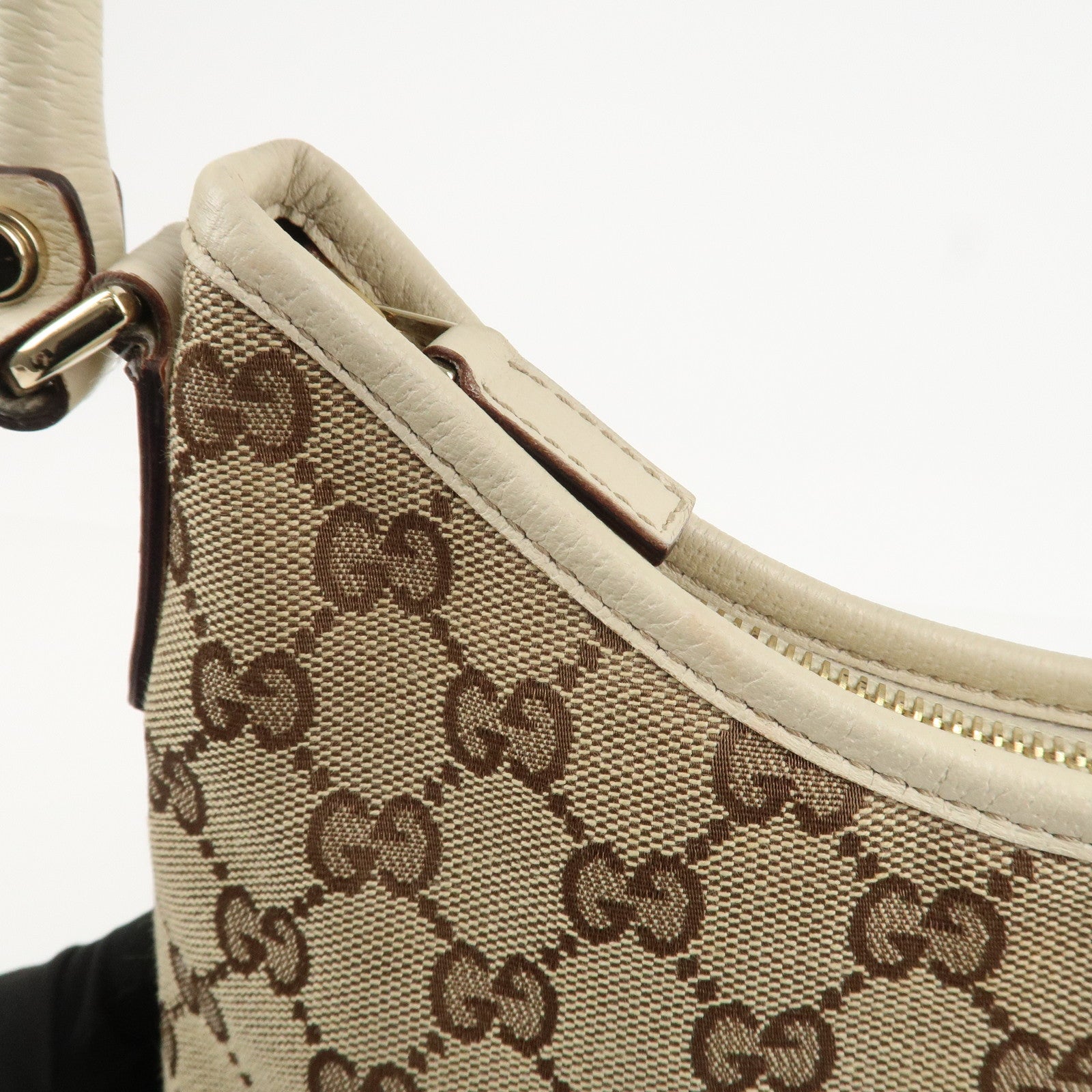 GUCCI Abbey GG Canvas Leather Shoulder Bag Beige Ivory 130738 Used