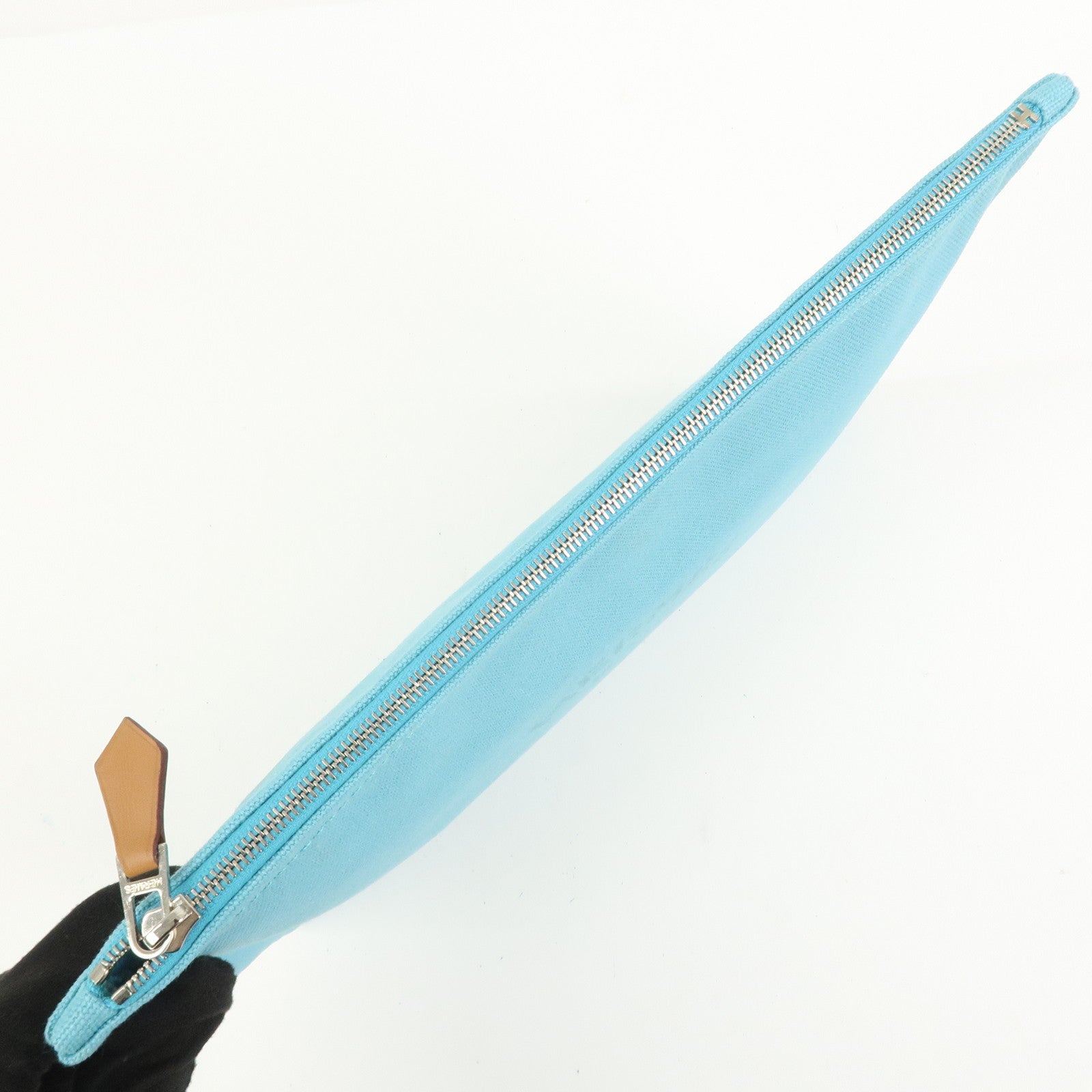 HERMES Bain Yachting Pouch GM Canvas Cosmetic Pouch Blue