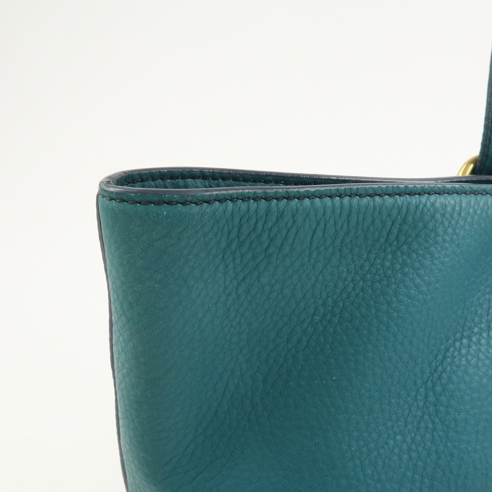 MIU MIU Logo Leather 2Way Bag Hand Bag Shoulder Bag Blue RR1905