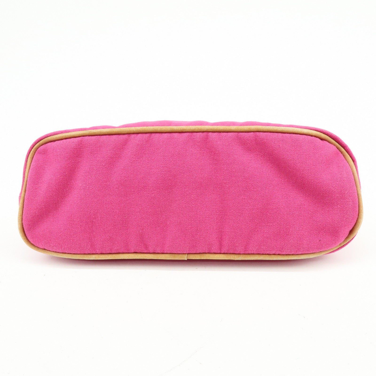 HERMES Bolide Pouch MM Cotton Leather Cosmetic Makeup Pouch Pink